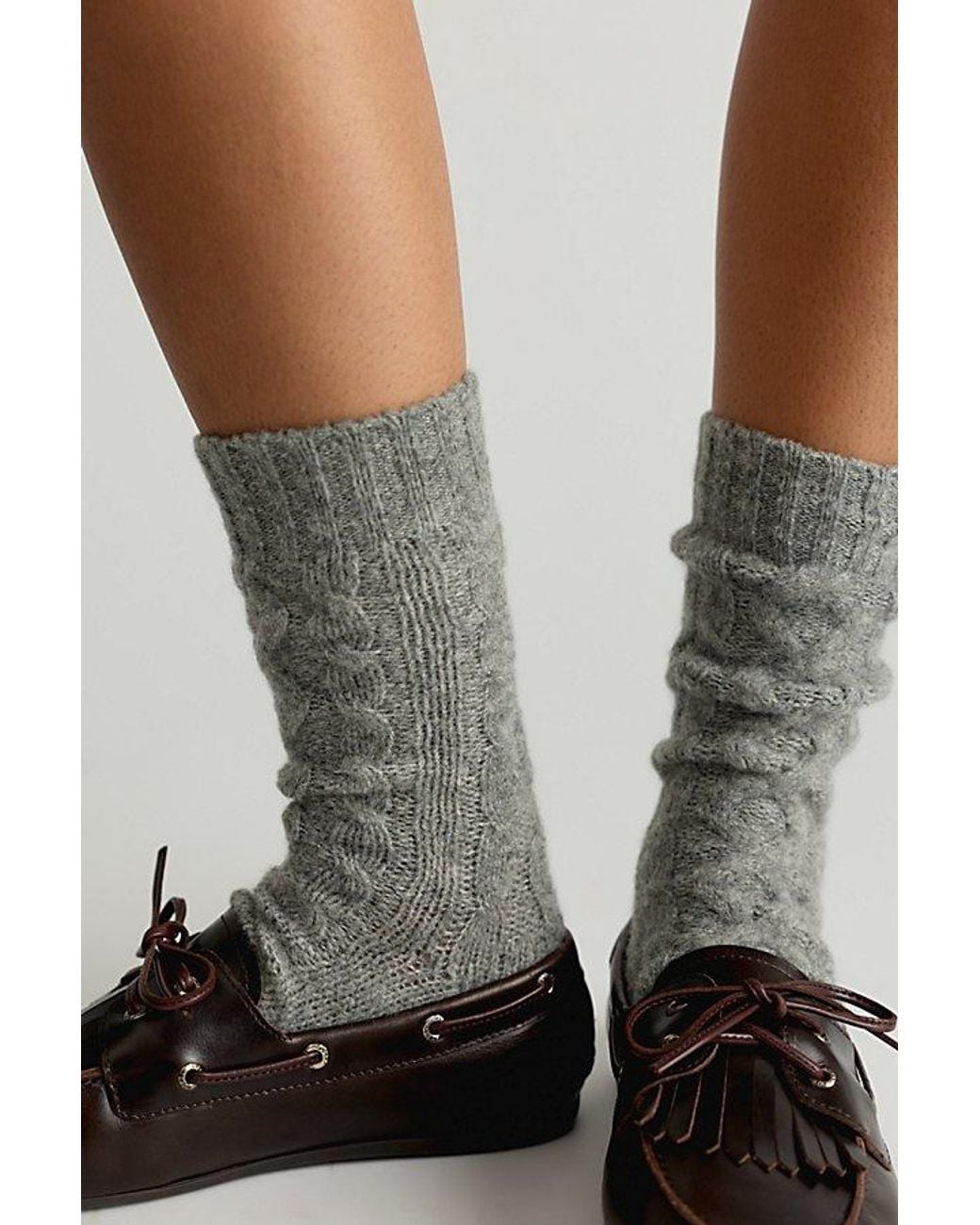 Free People Green Cable Knit Socks