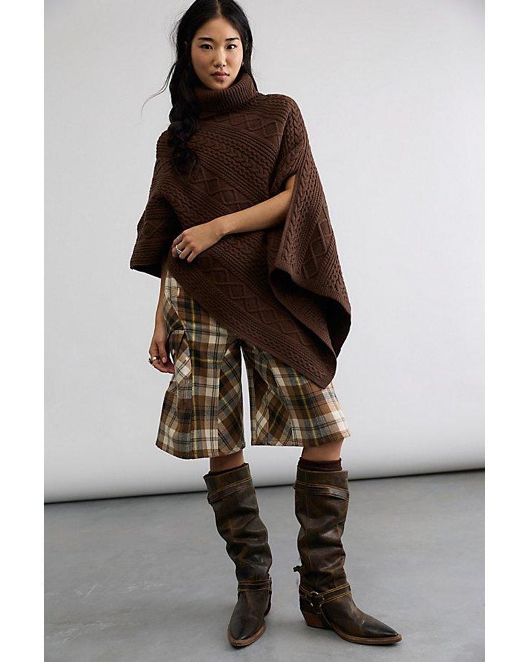 Free People Multicolor Cannon Cable Poncho