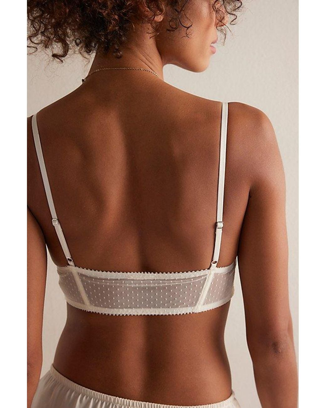 Intimately By Free People Natural Fiona Mesh Longline V-Neck Triangle Bralette By