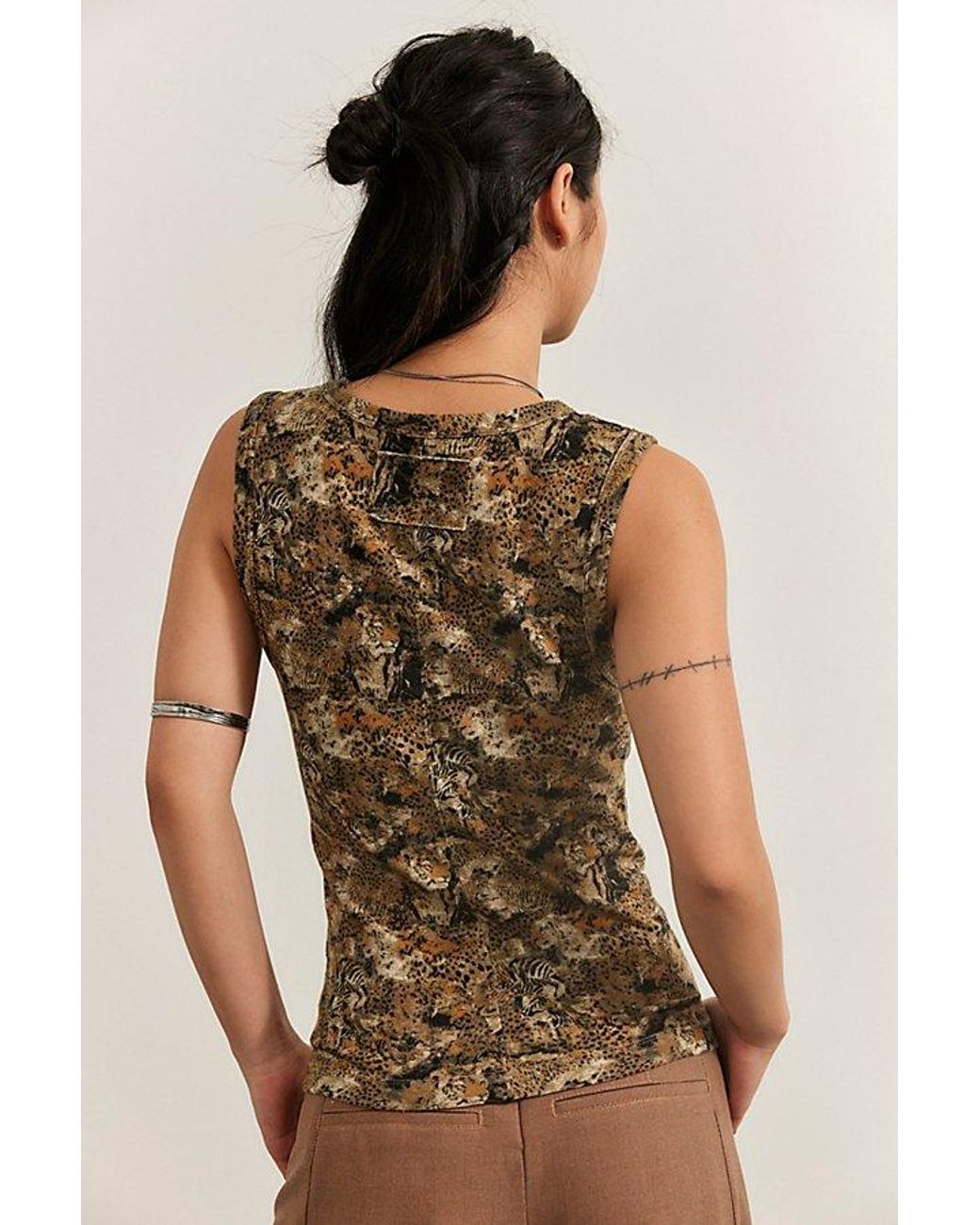 Free People Brown Atlas Printed Tank Top