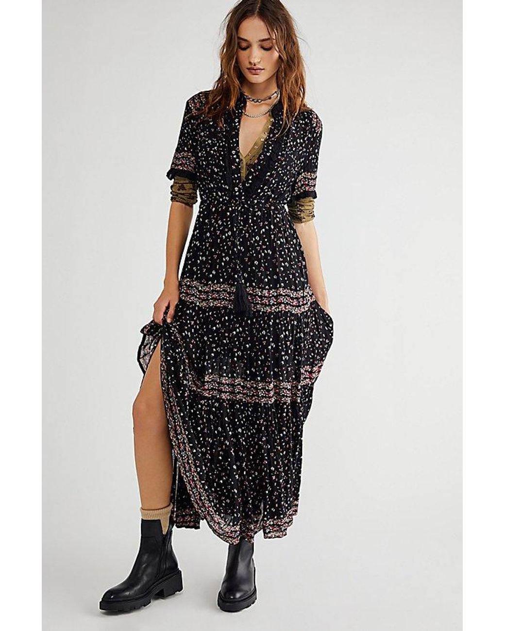 rare feeling pleated printed dress