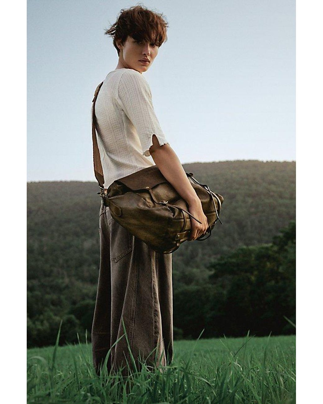 Free People Green Benton Messenger Bag