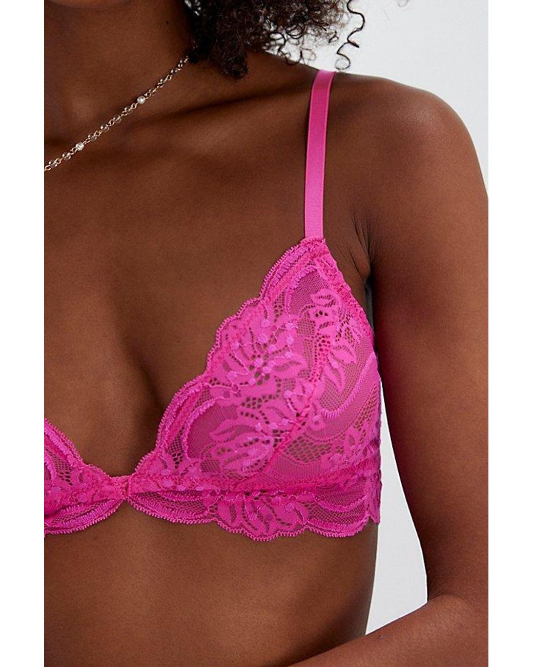 Intimately By Free People Pink Last Dance Lace Triangle Bralette
