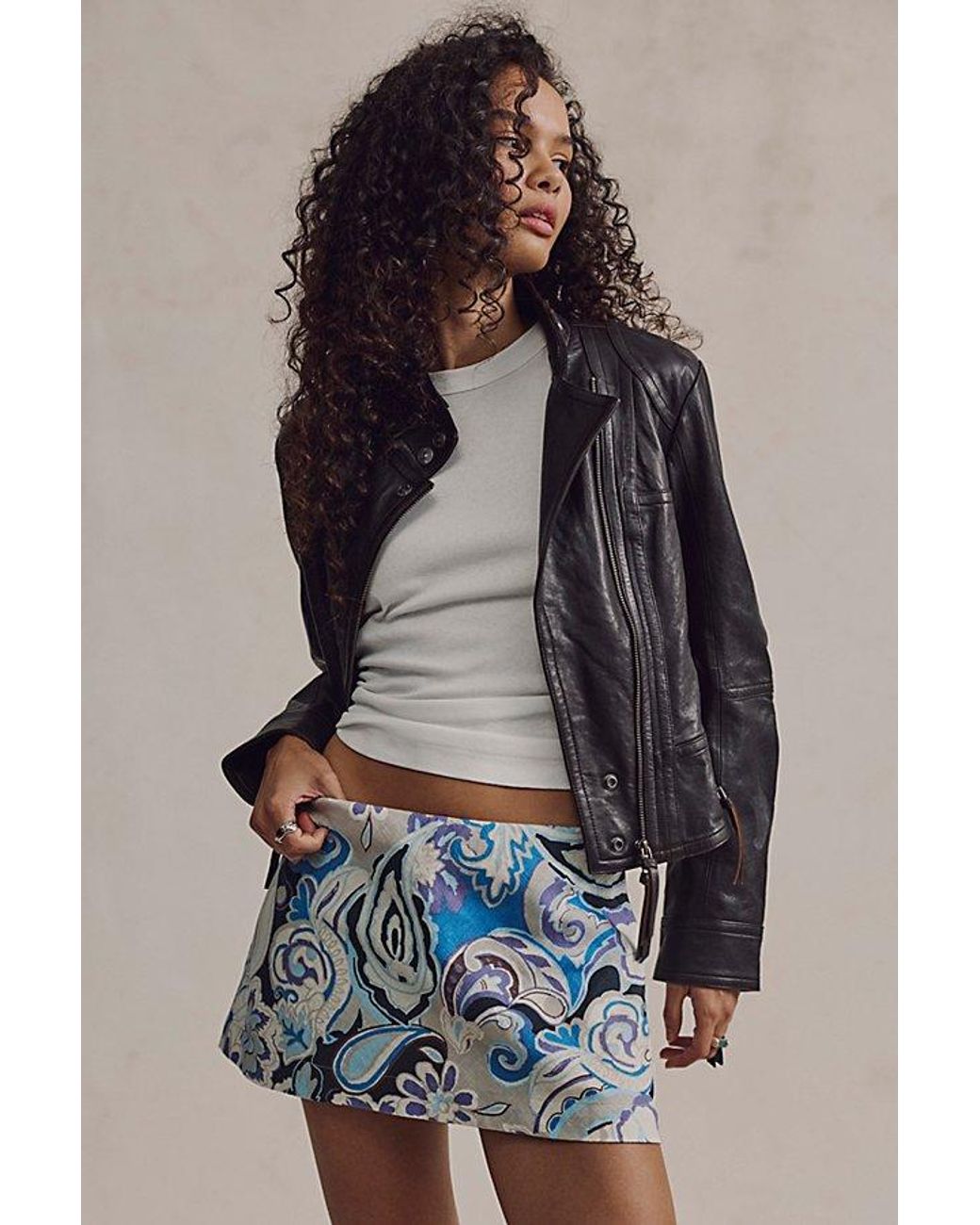 Free People Blue My Little Micro Mini Printed Skort