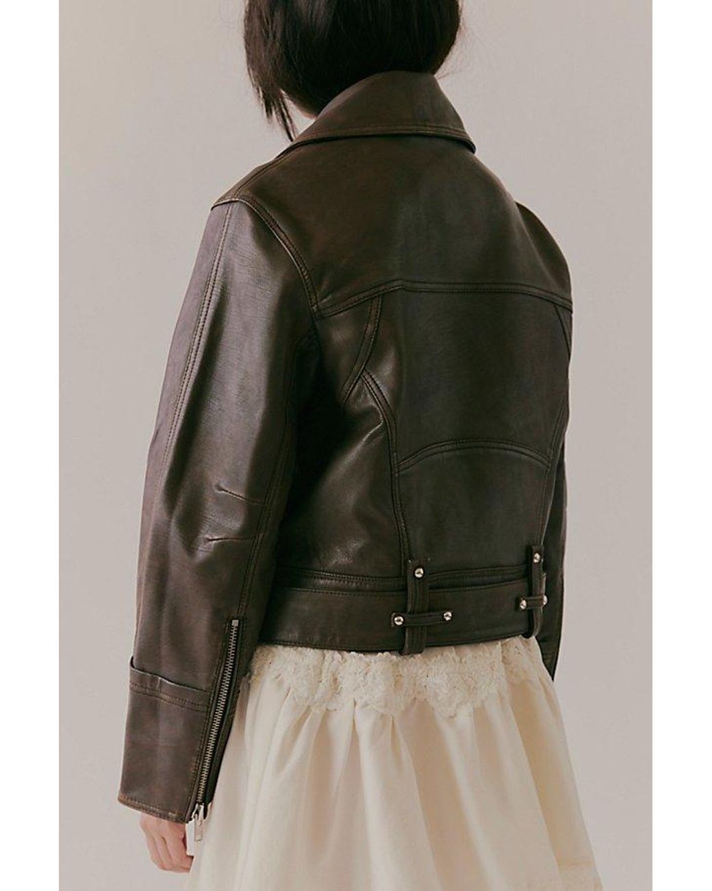 Free People Brown Mina Leather Jacket