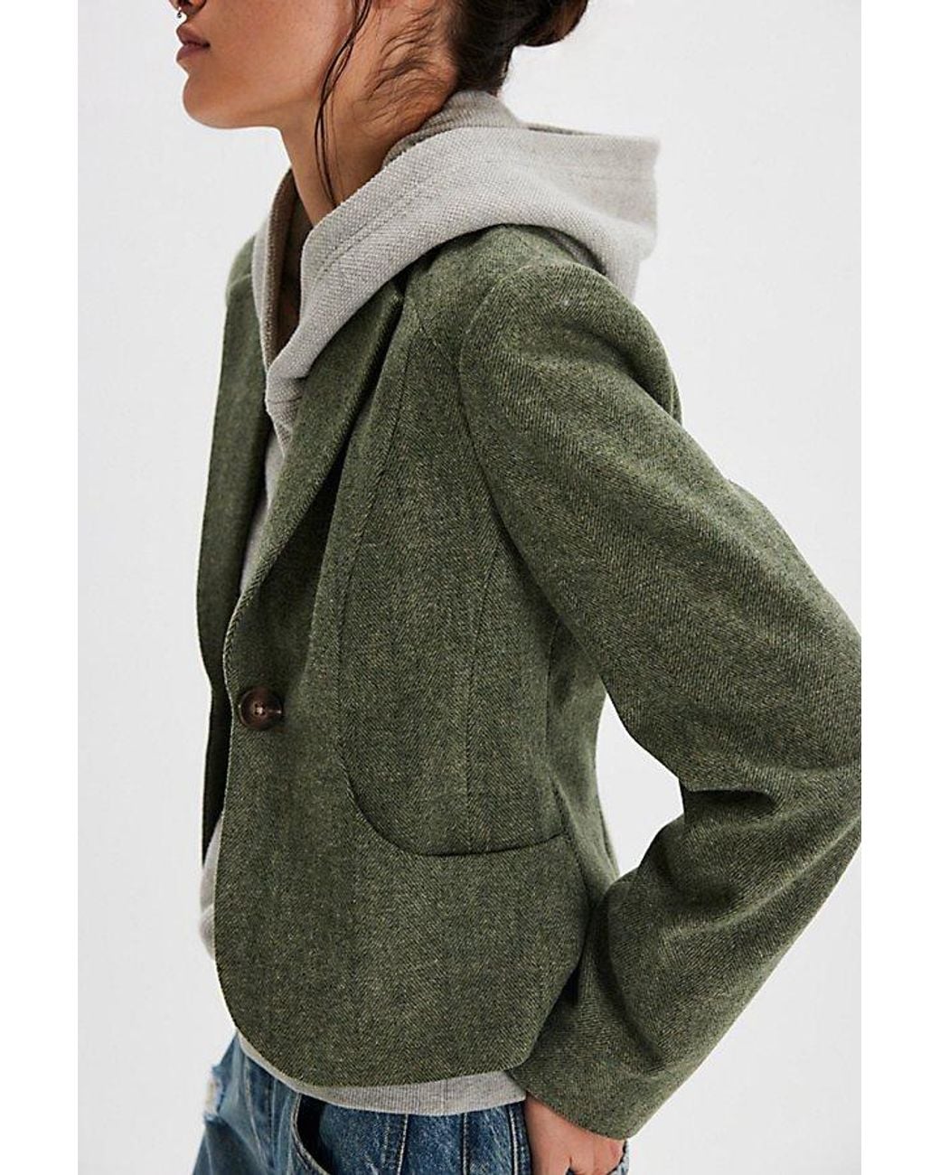 Free People Green Whip Smart Blazer Jacket