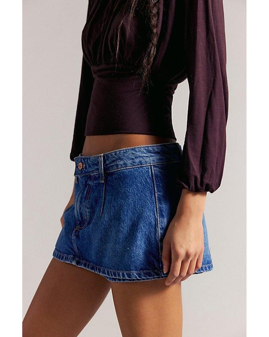 Free People Blue We The Free Galivanting Peekaboo Skort