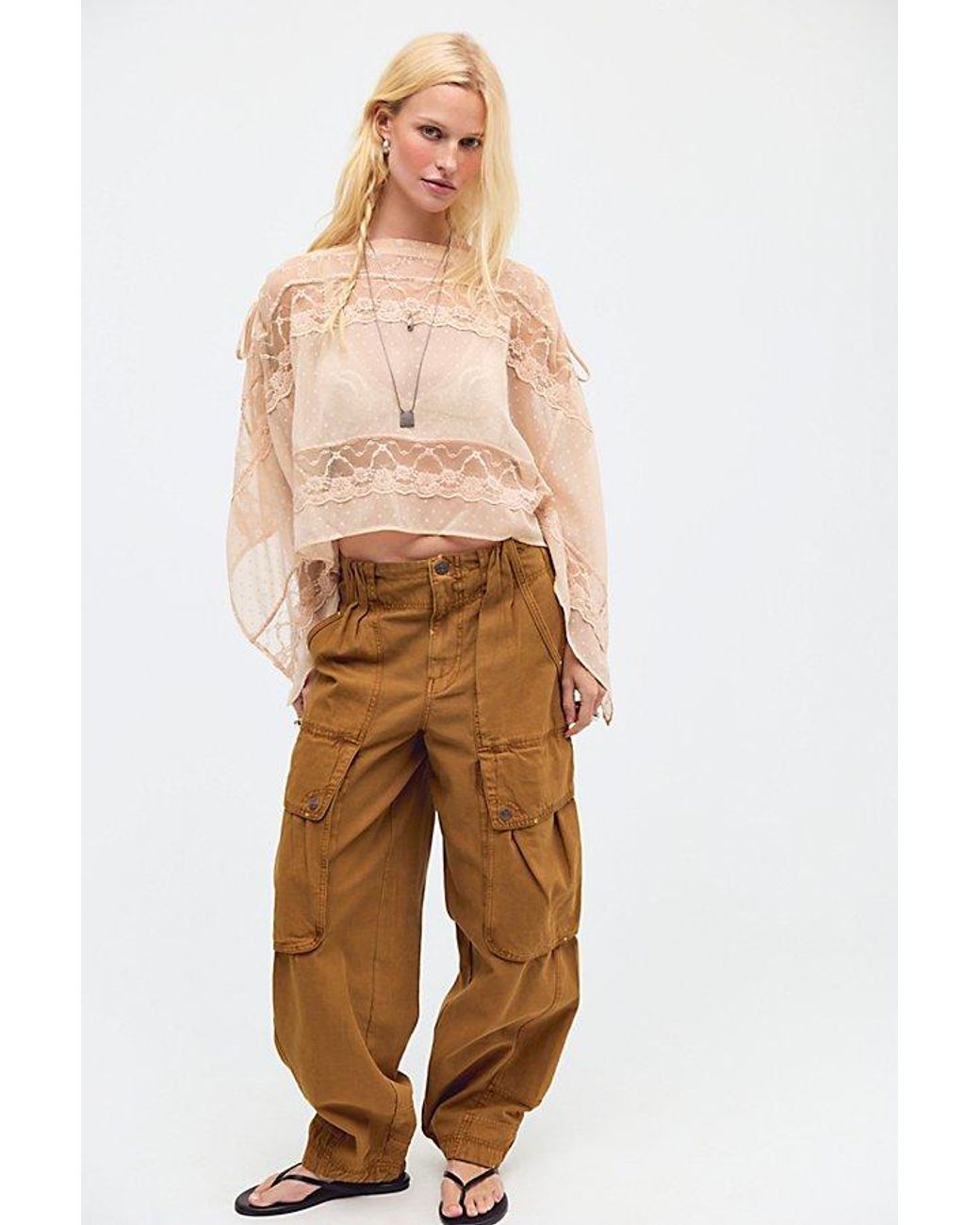 Free People Natural Sofia Cape Top