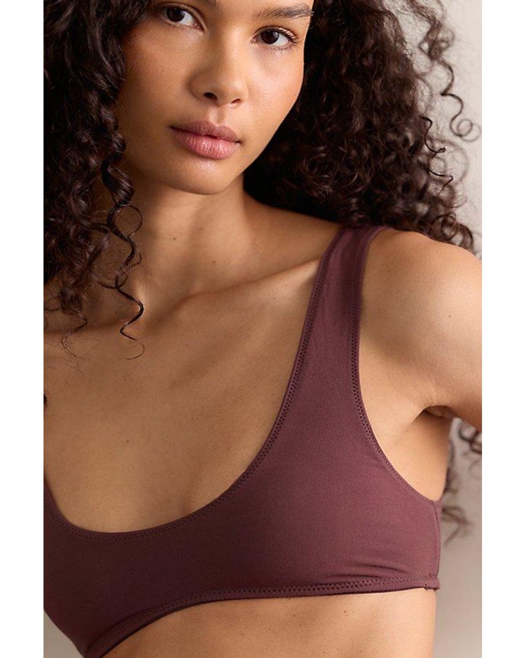 Intimately By Free People Brown Retro Essentials Cotton Scoop Neck Bralette By