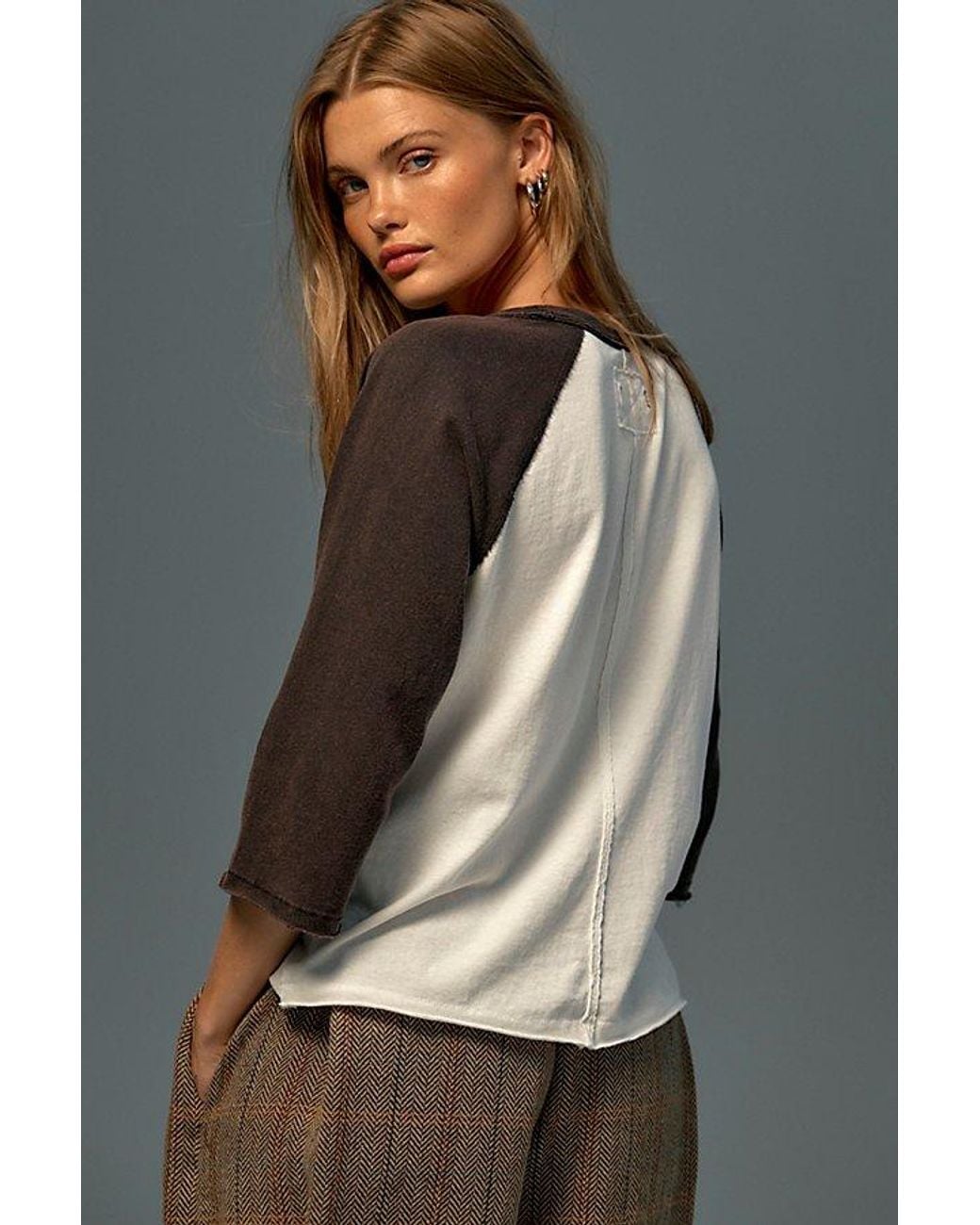 Free People Multicolor 2Nd Base Three-Quarter Sleeve Tee