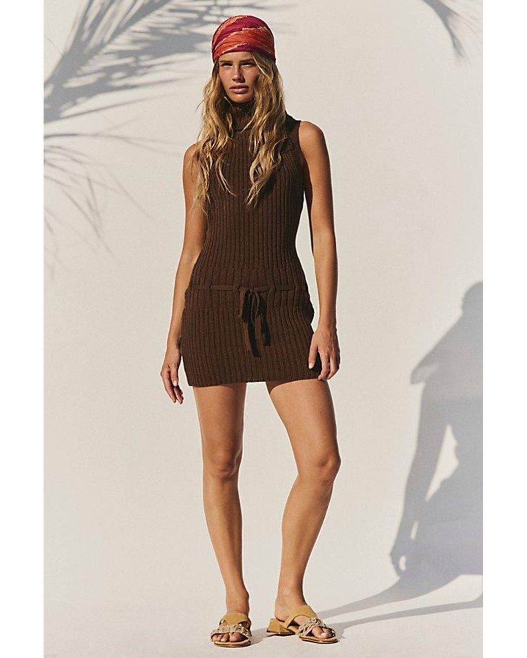 free-est Brown Silvia Mini Sweater Dress By