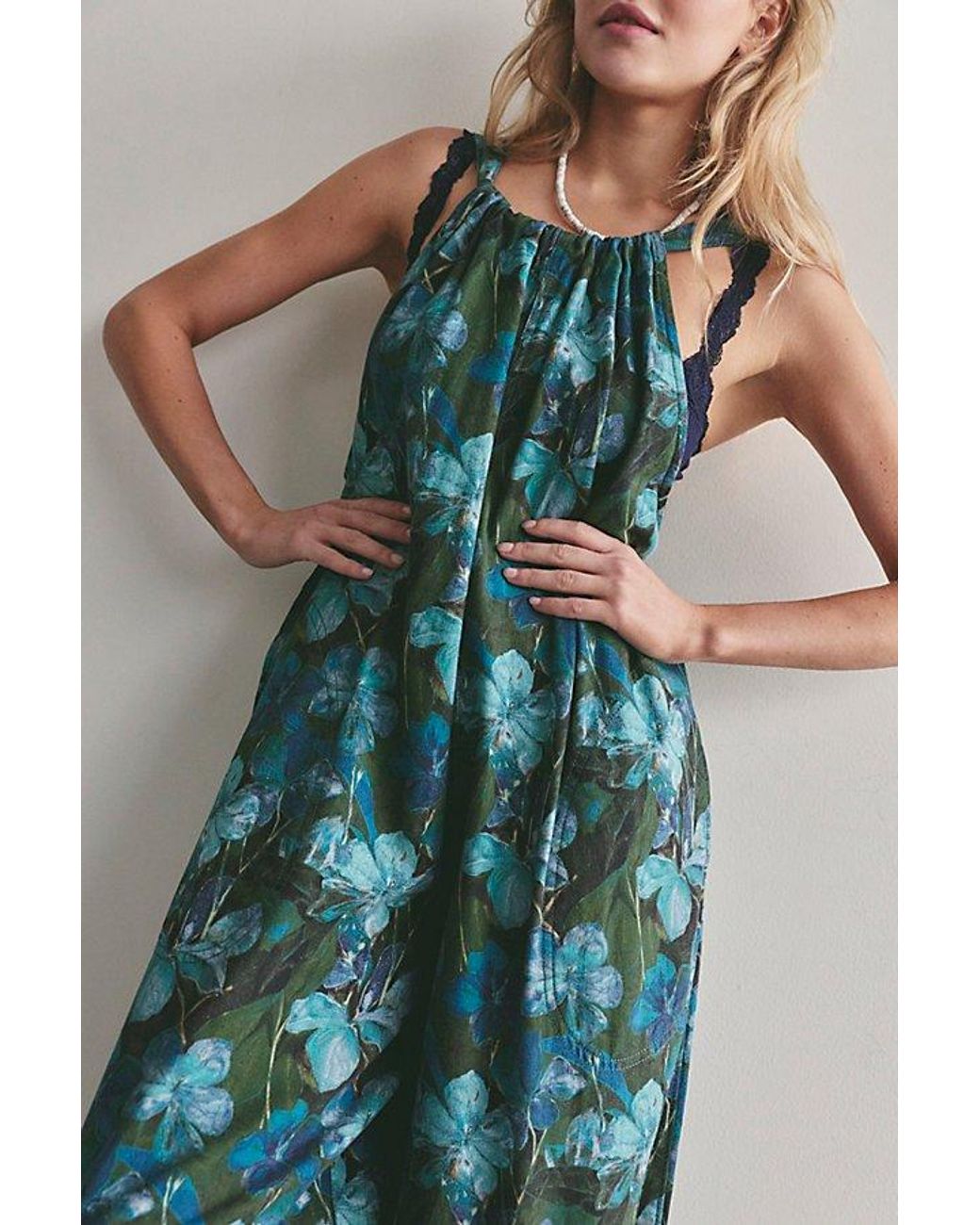 Free People Green We The Free Freebird Printed Jumpsuit