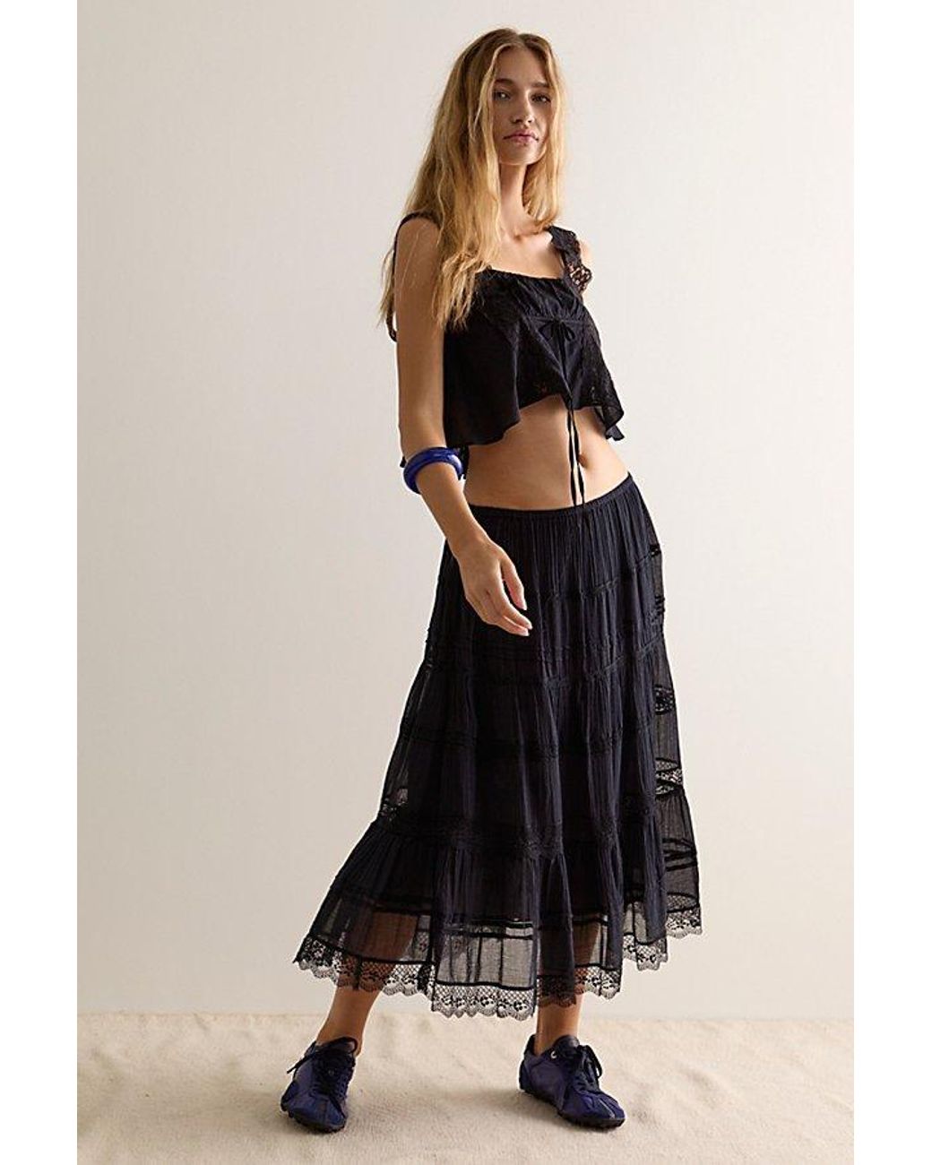 Intimately By Free People Black Soft Launch Crop Top By