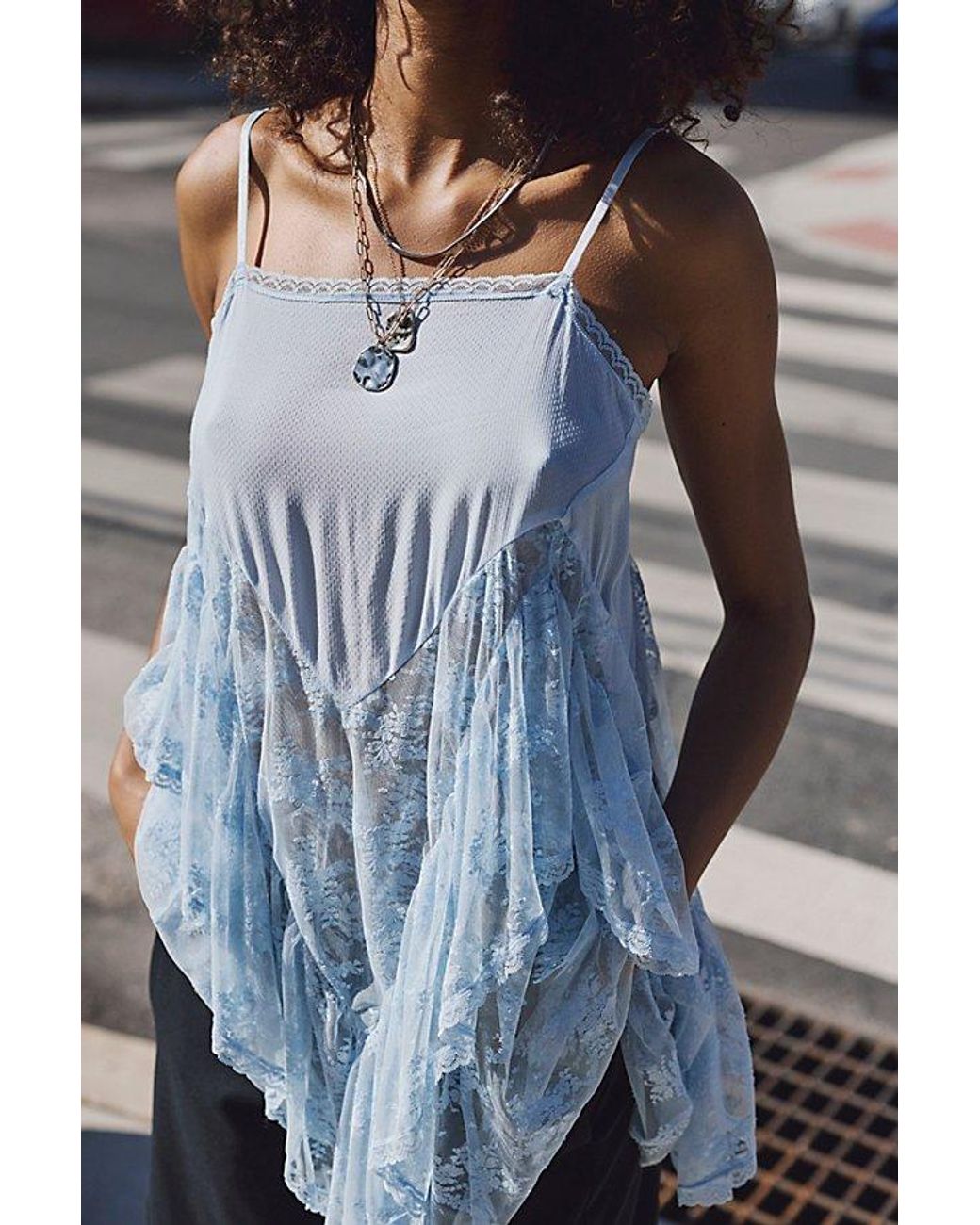 Intimately By Free People Blue Sunday Candy Mini Slip Dress By