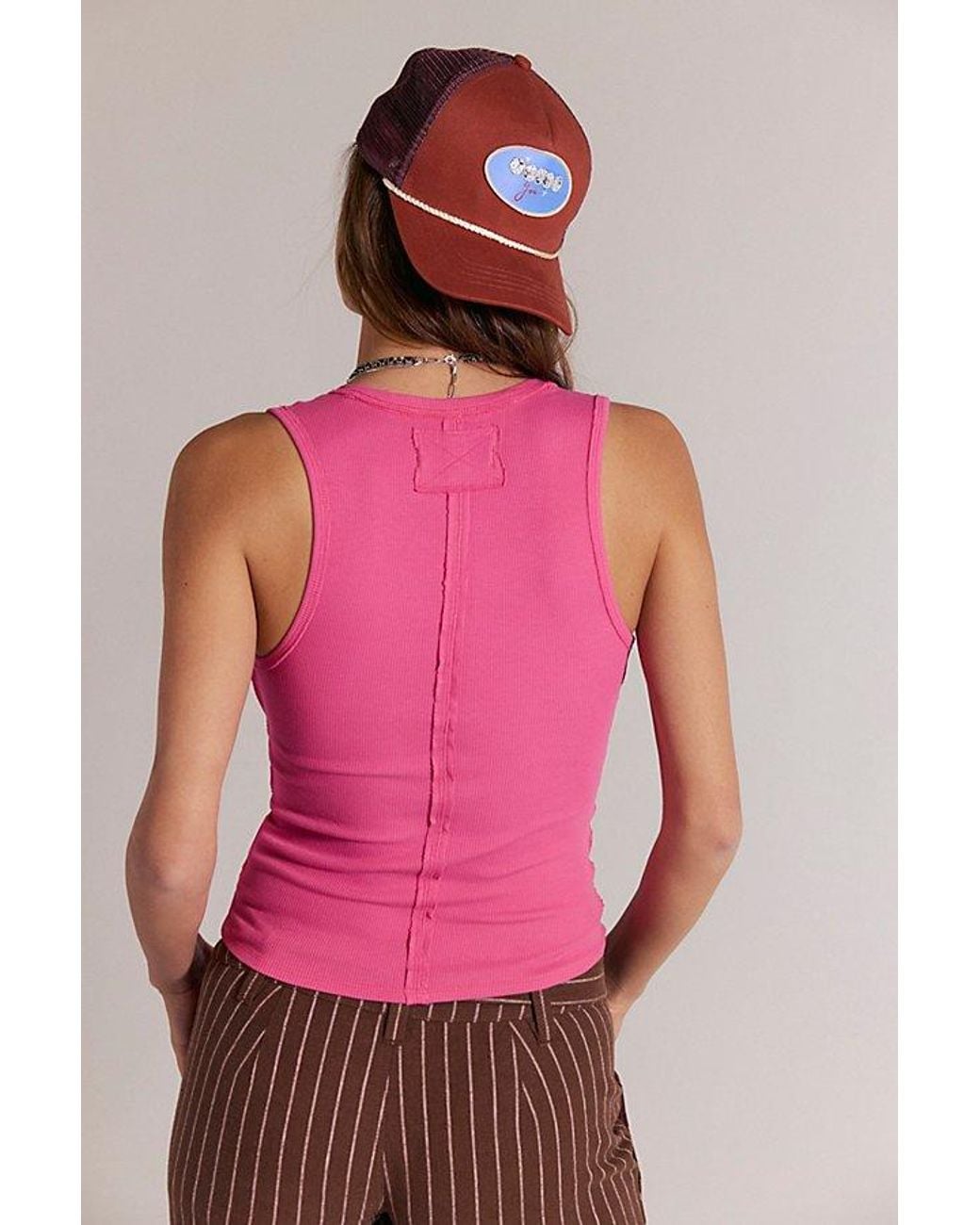 Free People Red Neria V-Neck Tank Top