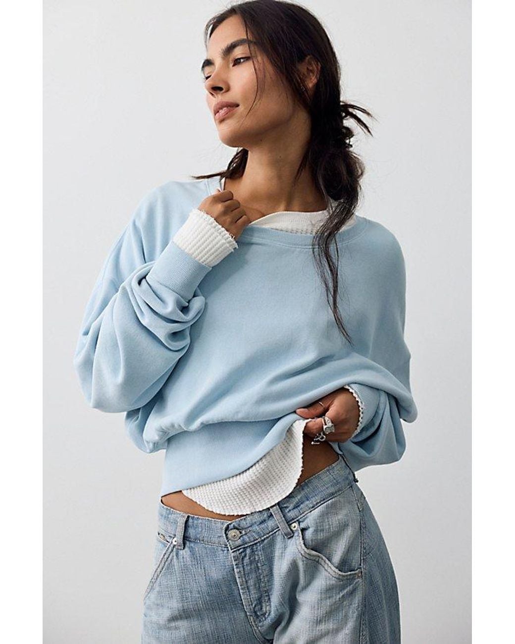 Free People Blue All Day Pullover