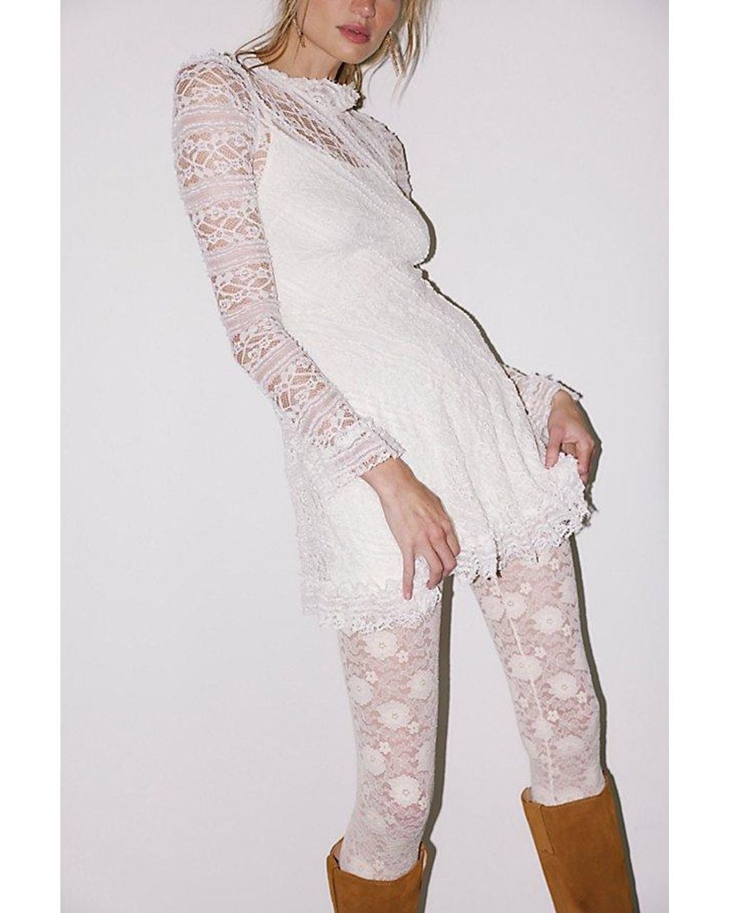 Intimately By Free People White Lucky Day Lace Leggings By