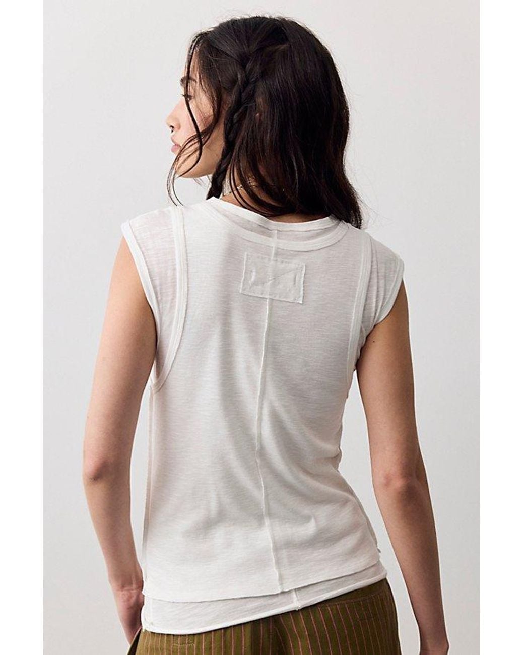 Free People White Tinsley Twofer Short-Sleeve Top