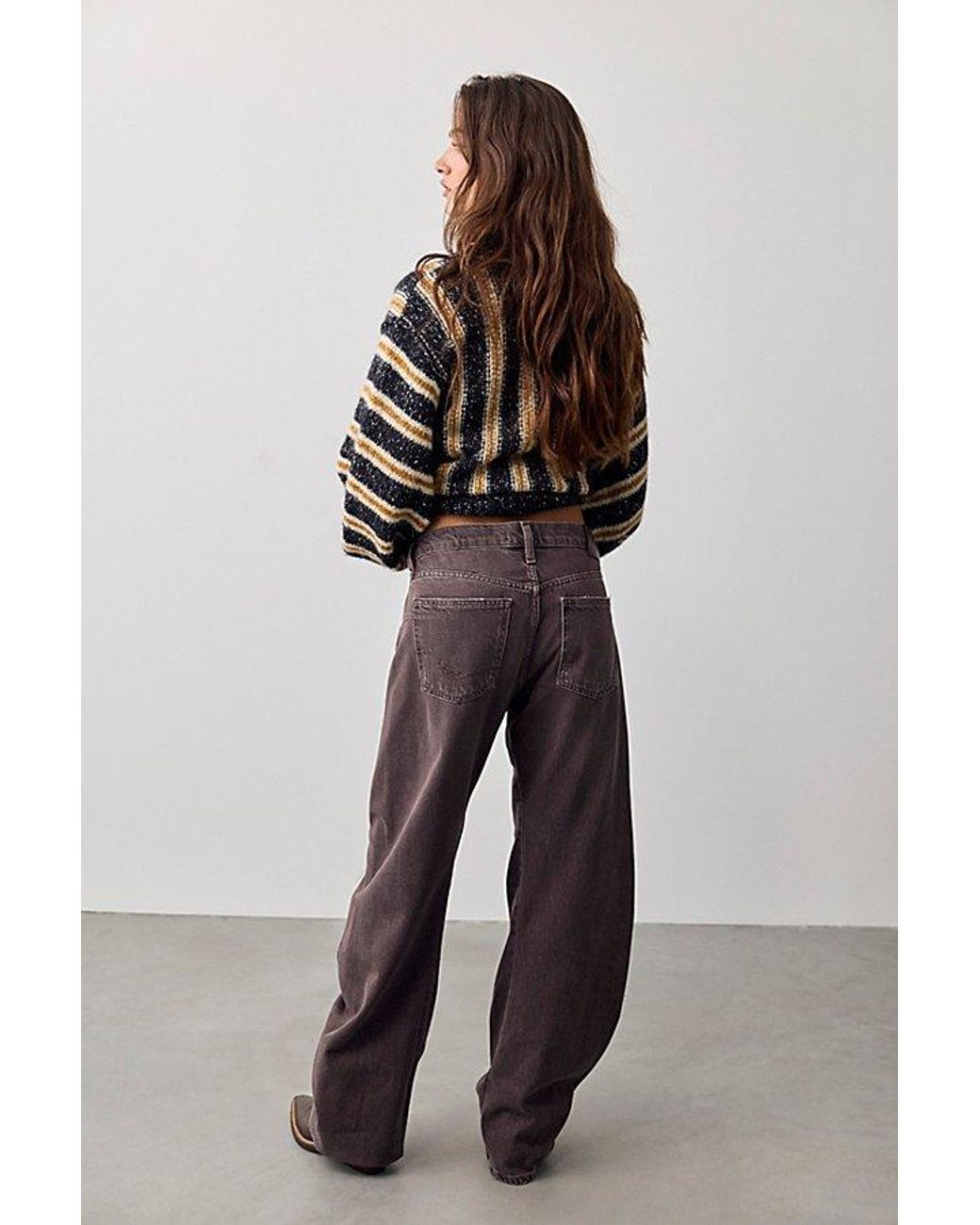 Free People Brown Fable Yarn-Dyed Twisted Jeans