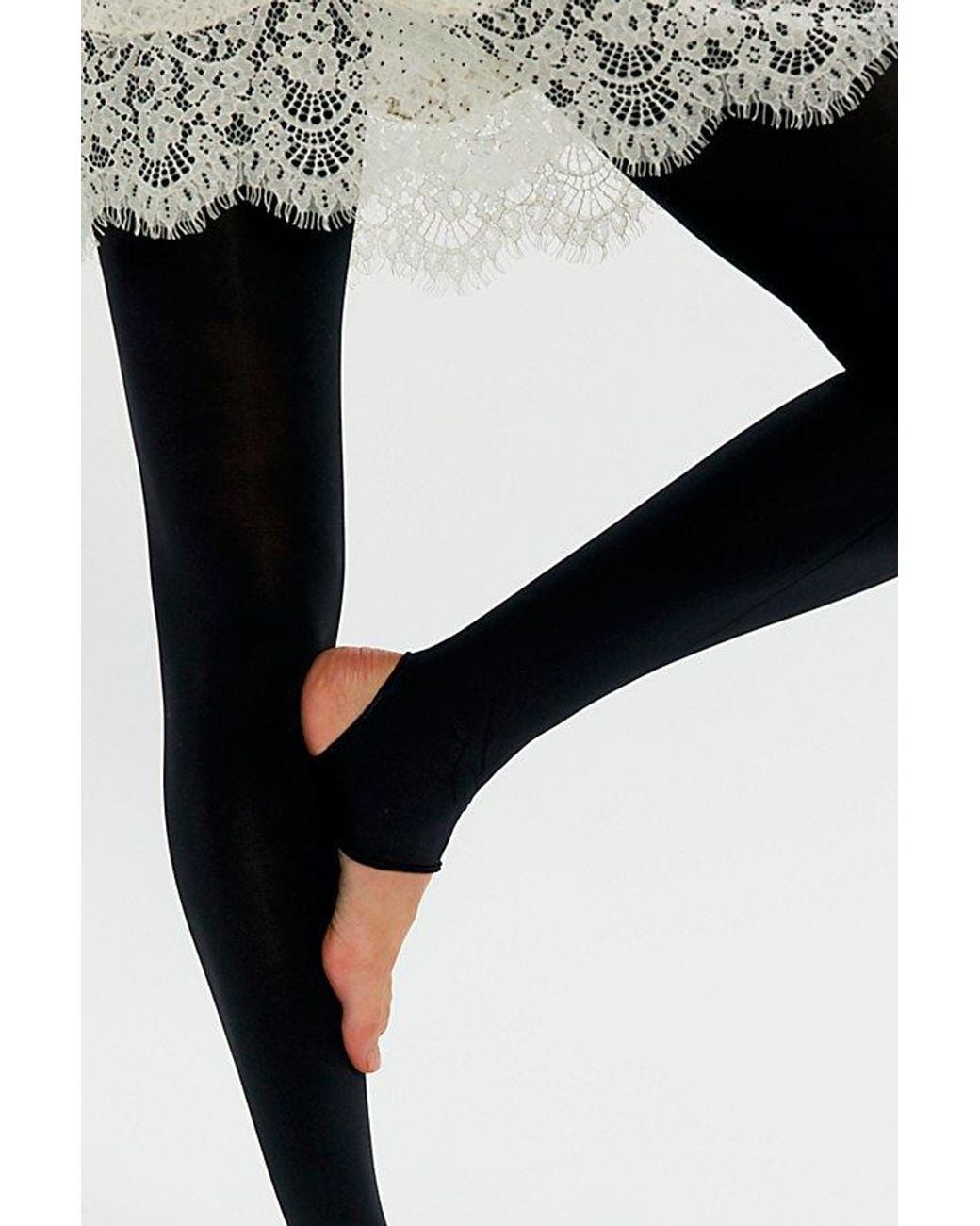 Free People Black Lia Stirrup Tights