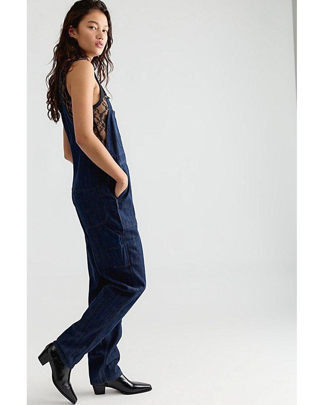 Lee Jeans Blue Striped Slim Straight Overalls