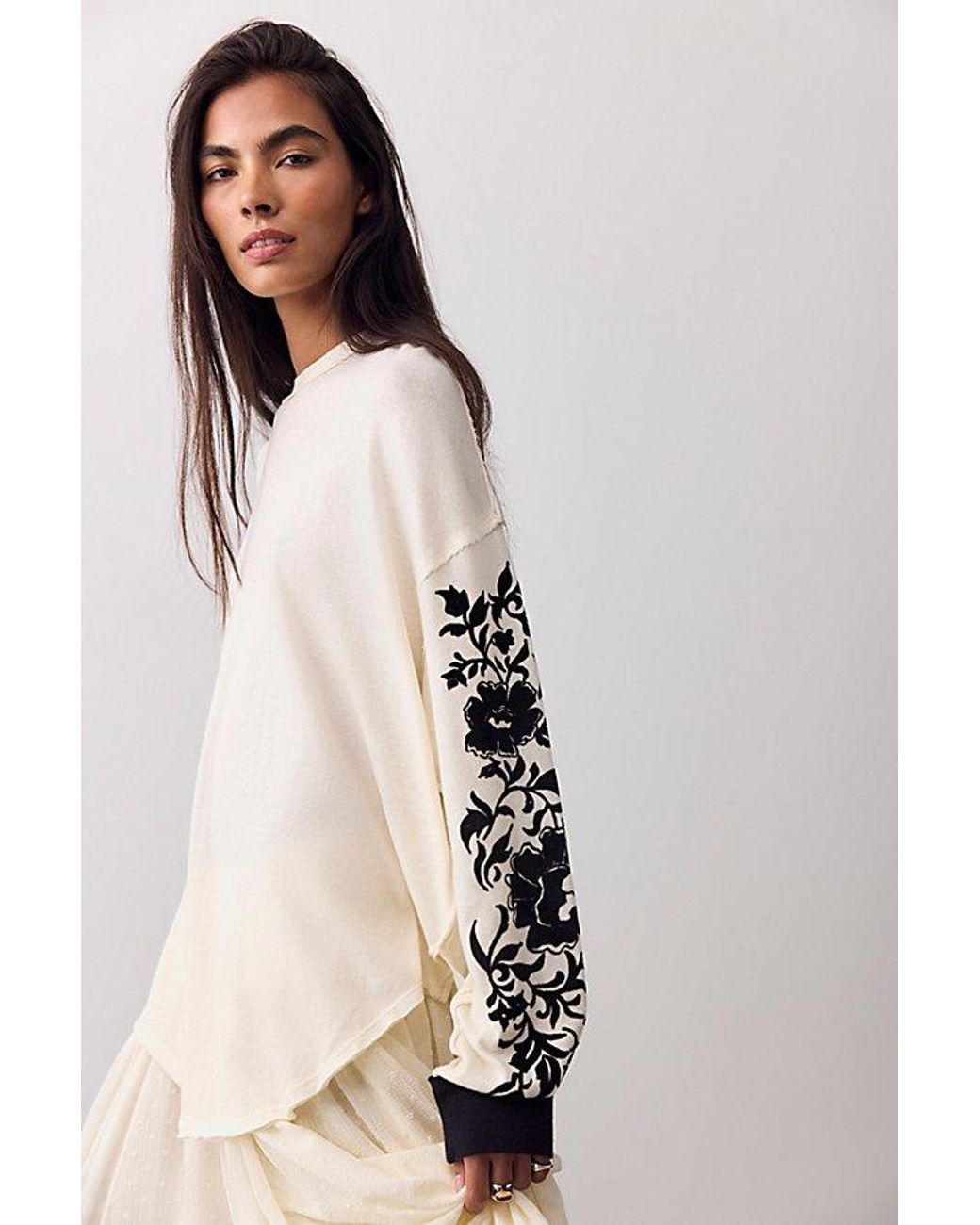Free People Natural Flora Oversized Long Sleeve Tee