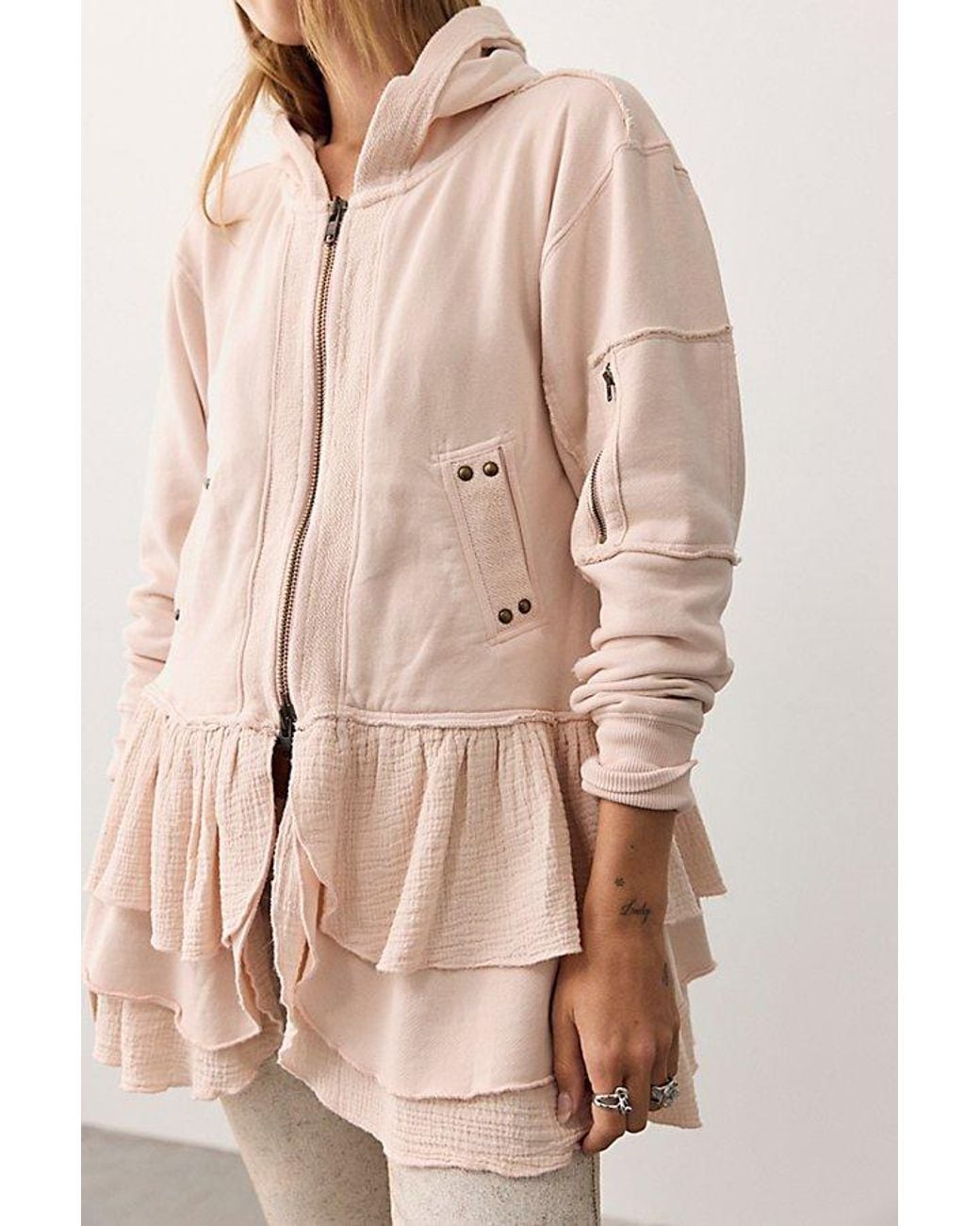 Free People Natural Piece Of Cake Zip-Up Cardi