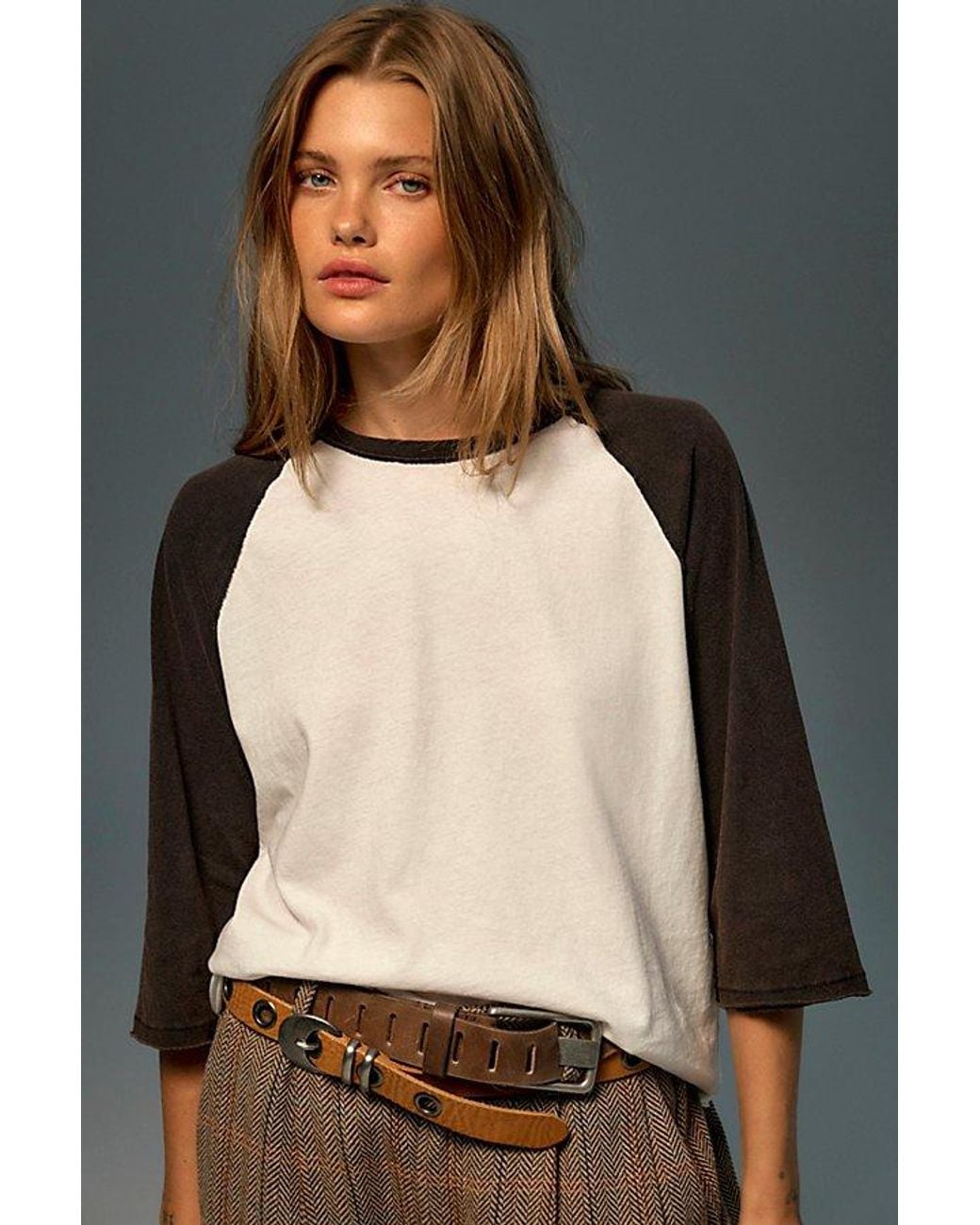 Free People Multicolor 2Nd Base Three-Quarter Sleeve Tee