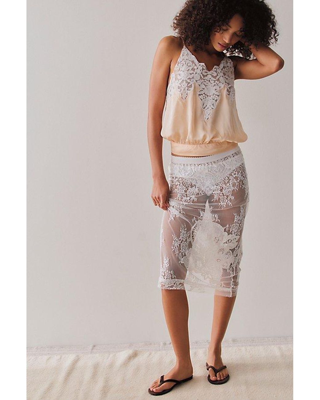 Intimately By Free People Multicolor Just A Dream Midi Slip Skirt By