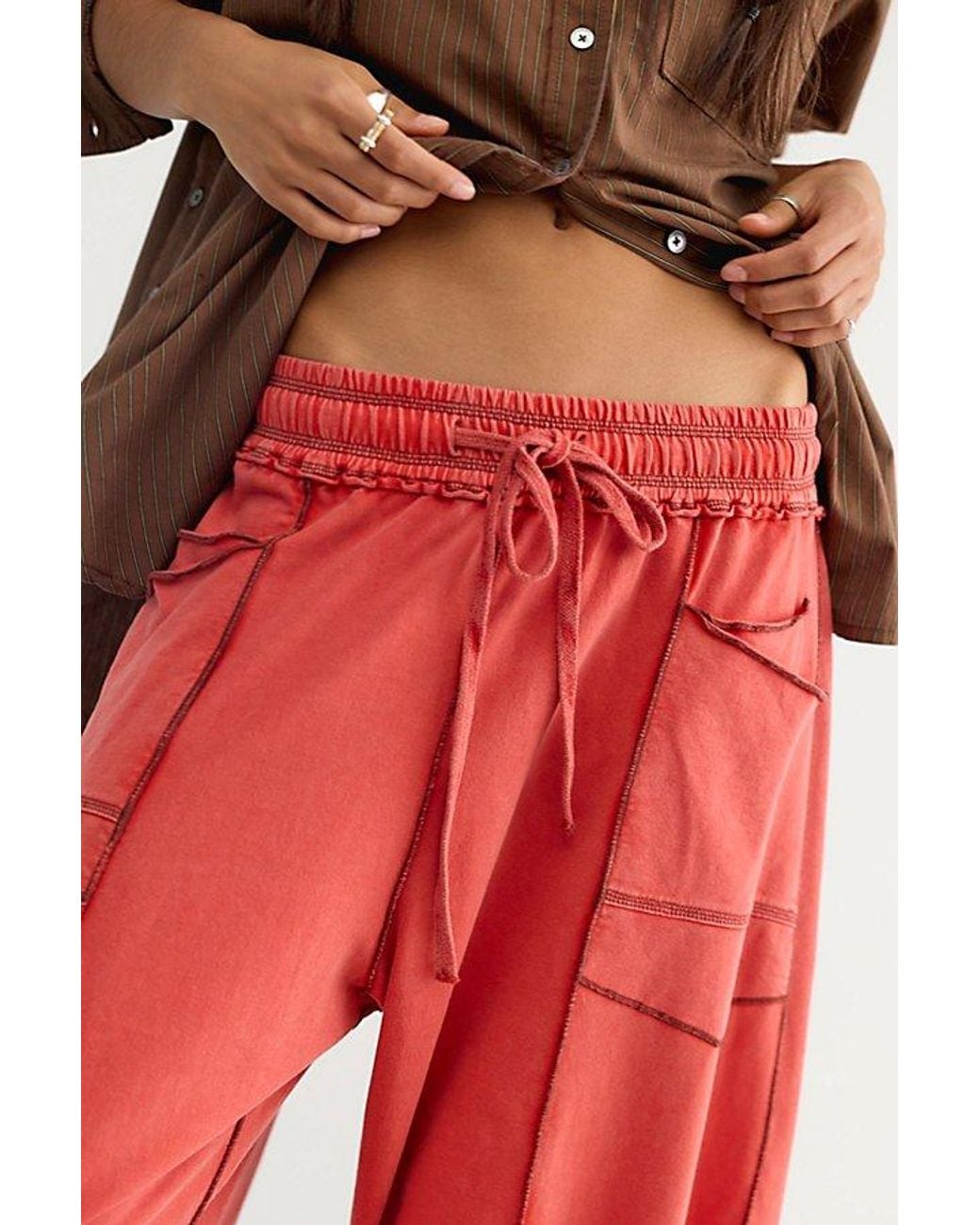 Free People Red Kaiden Barrel Trousers