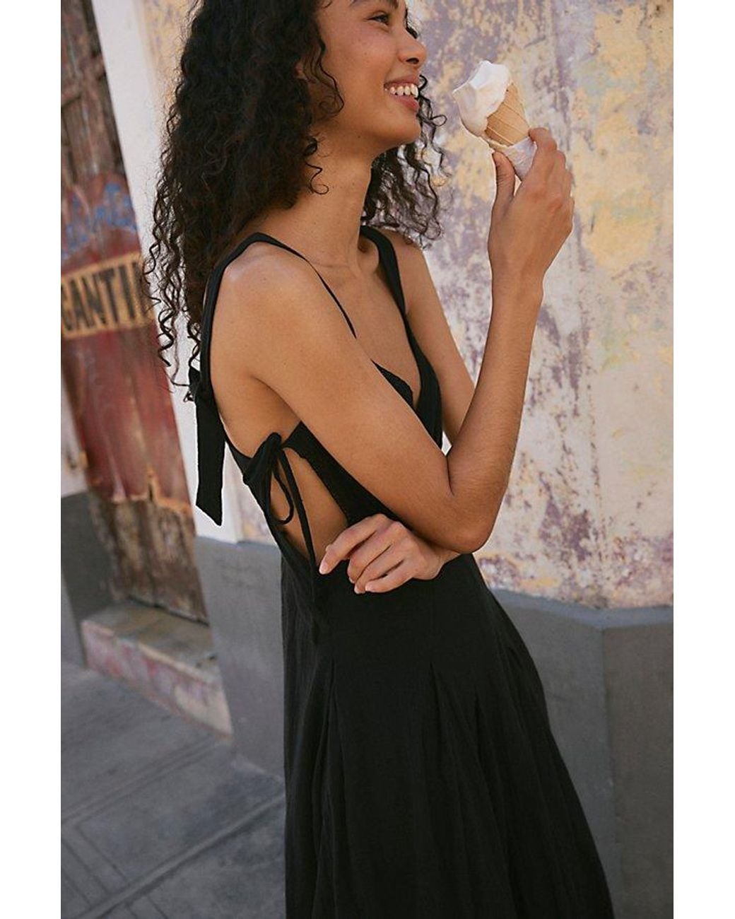 free-est Black Vivi Cotton Midi Dress By