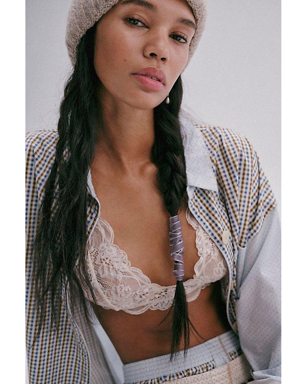 Intimately By Free People Brown Last Dance Lace Plunge Bralette