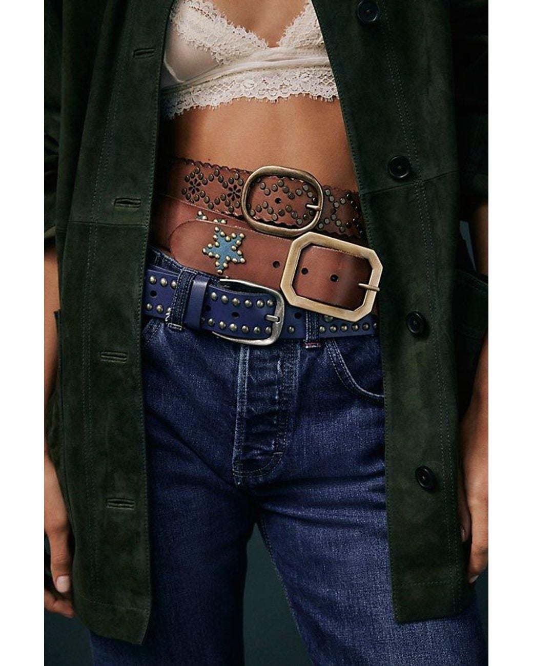 Free People Blue Starcrossed Studded Belt