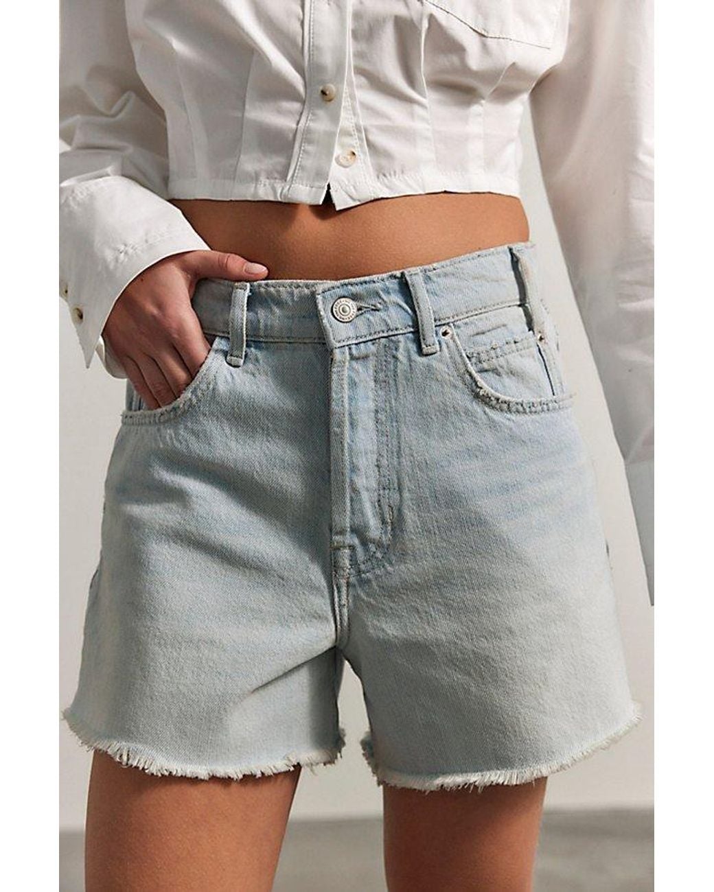 Free People Green Tippi Denim Shorts