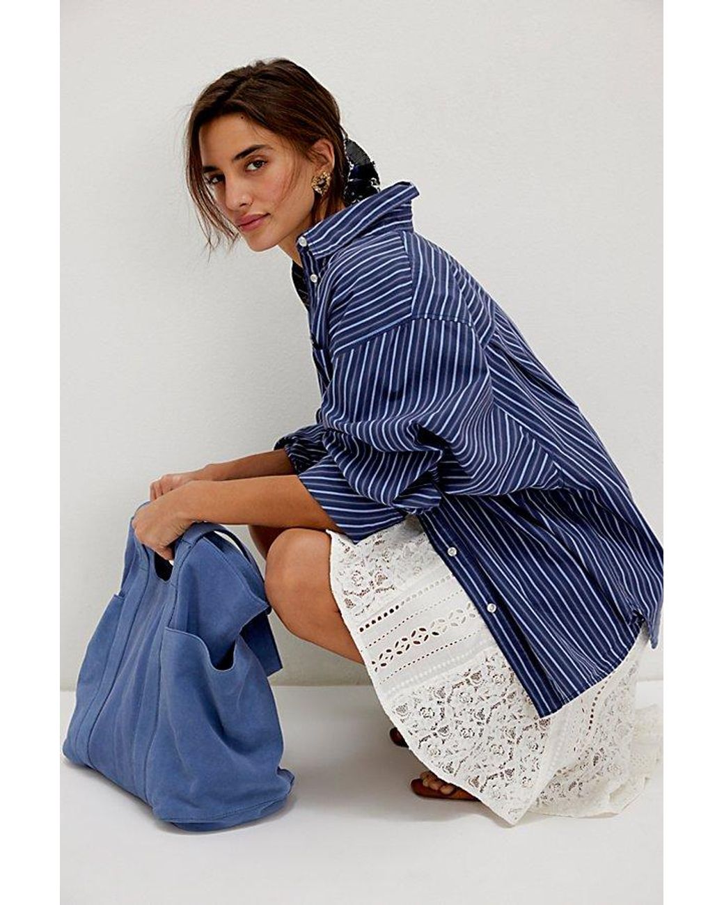 Free People Blue Suede Caravan Tote