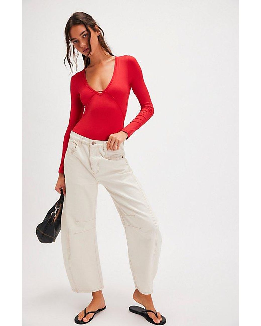 Intimately By Free People Red Victoria Plunge Bodysuit