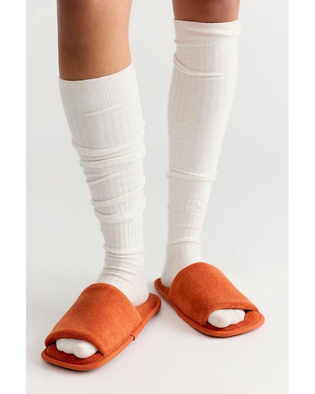 FRANKLY! Orange Terry Square Slippers
