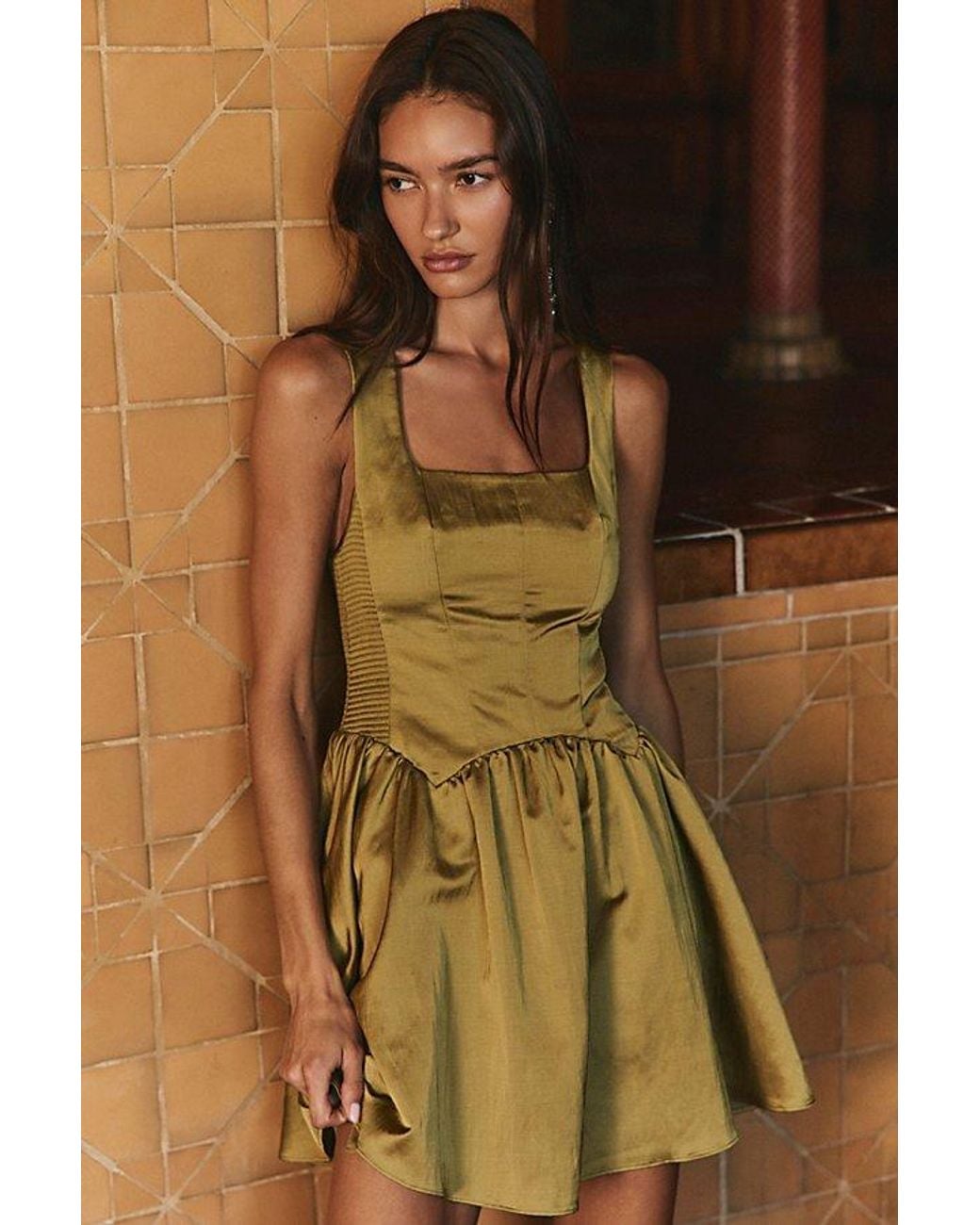 Free People Green On The Town Mini Dress