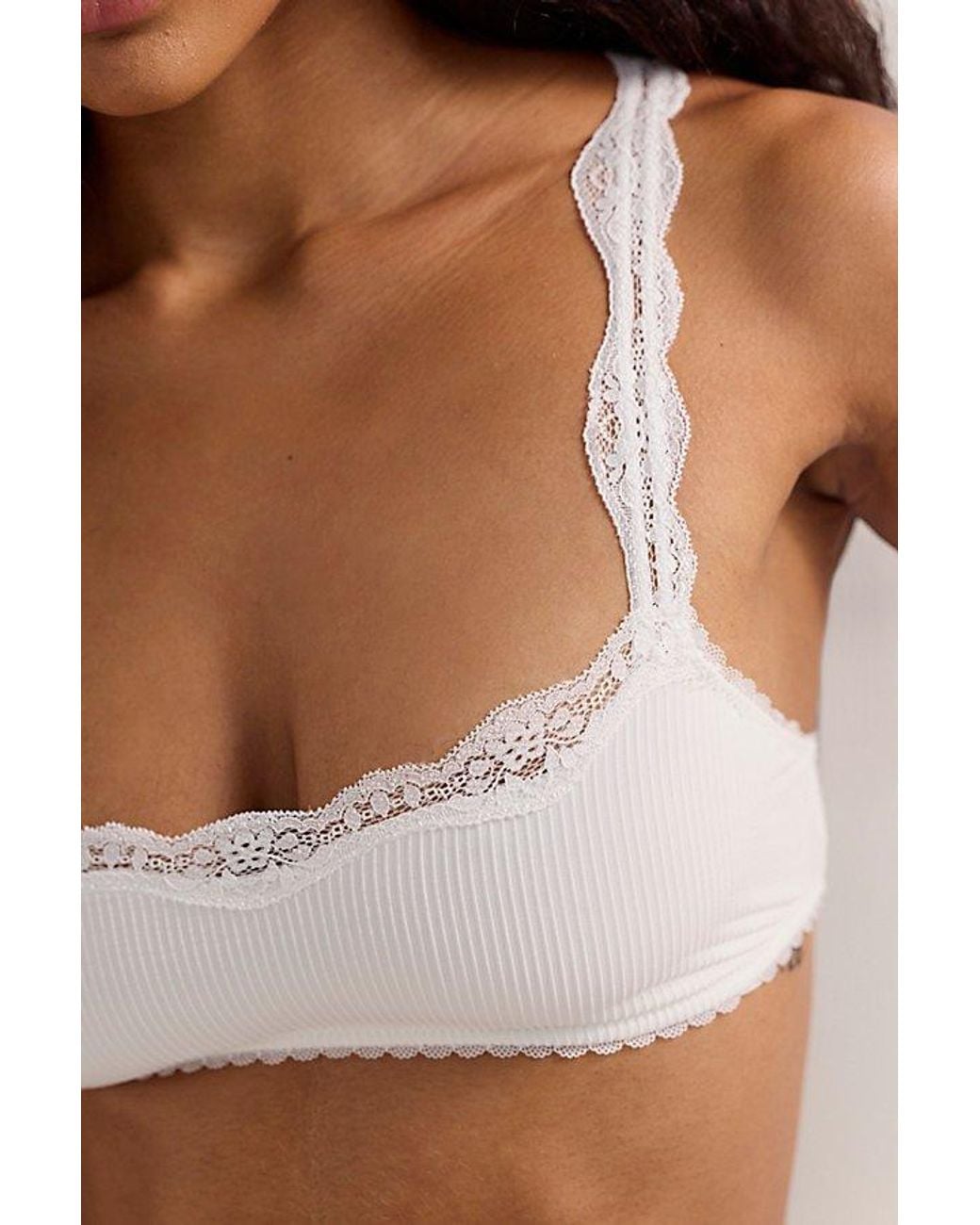 Intimately By Free People Black Charlie Lace Microfiber Ribbed Square-Neck Bralette By