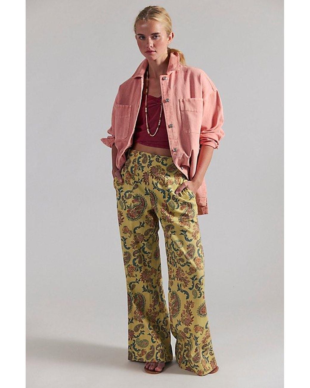 Free People Multicolor Breezy Printed Denim Pull-On Jeans