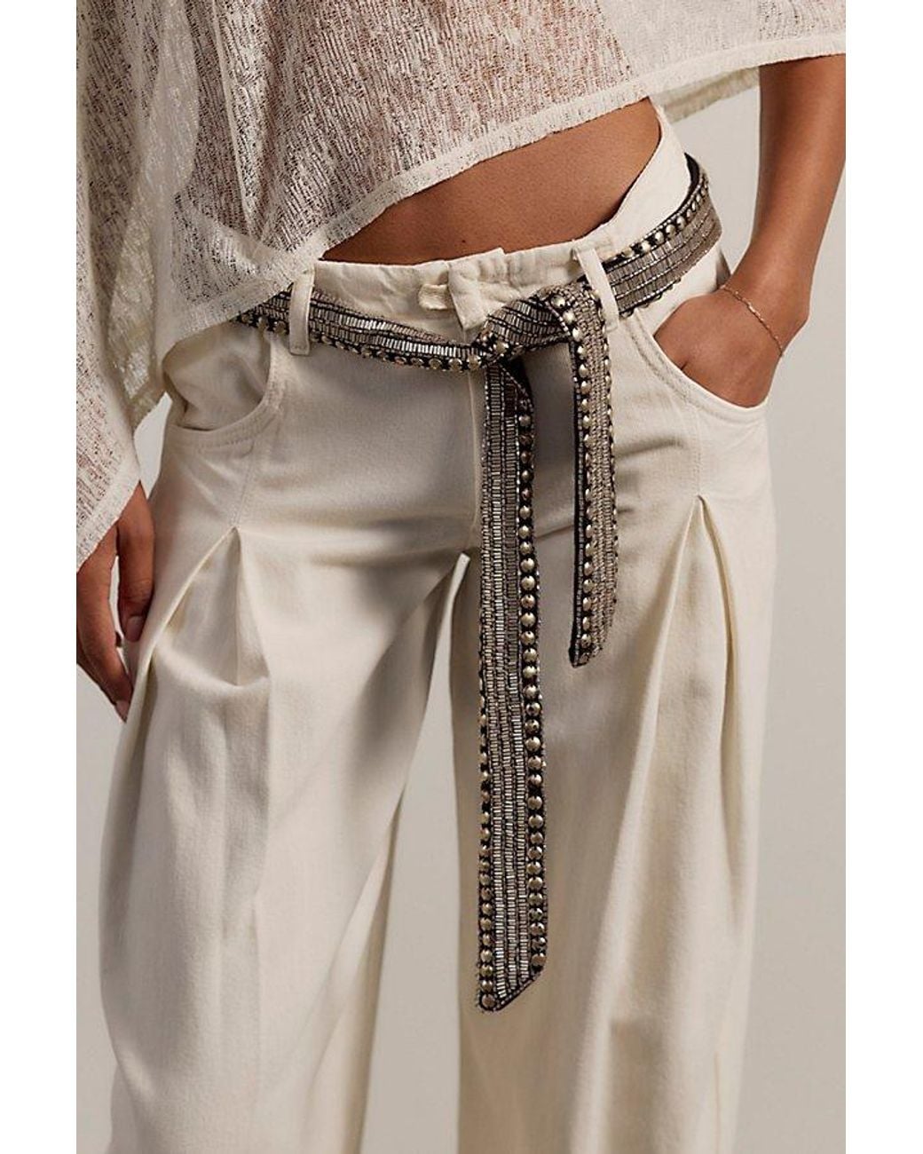 Free People Black Billie Embellished Skinny Scarf