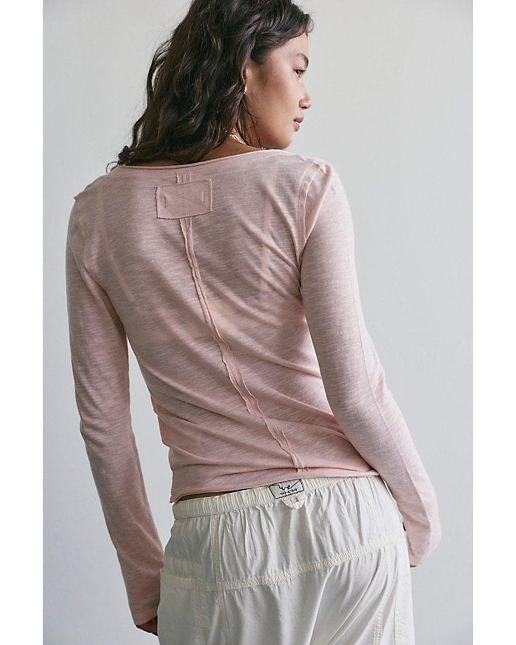 Free People Gray Siren Long Sleeve Top