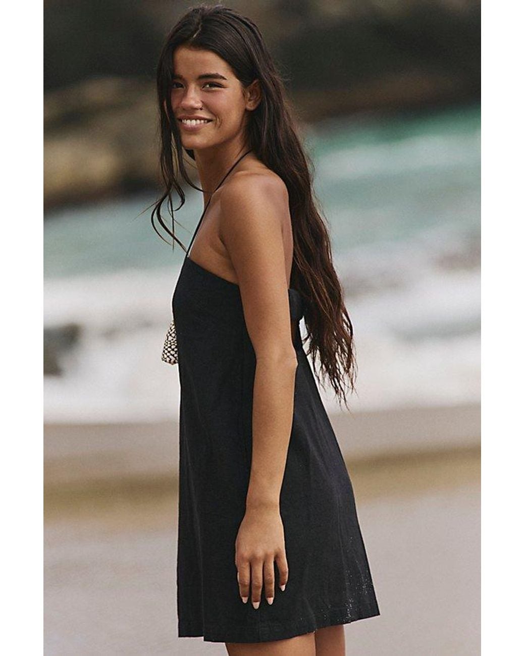 free-est Green Essentially The Best Cotton-Linen Mini Dress By