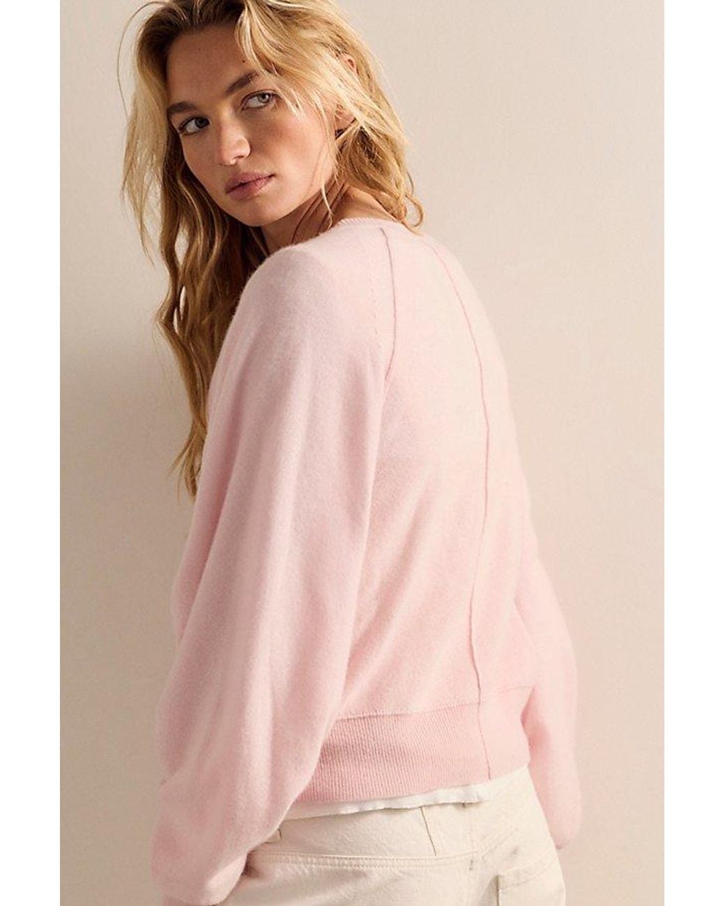 Free People Pink Porta Cashmere Henley Sweater