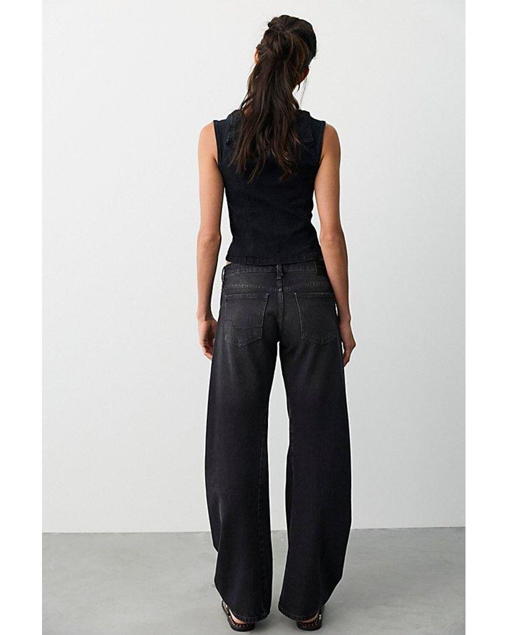 Free People Black Fable Low-Rise Twisted Bowed Jeans