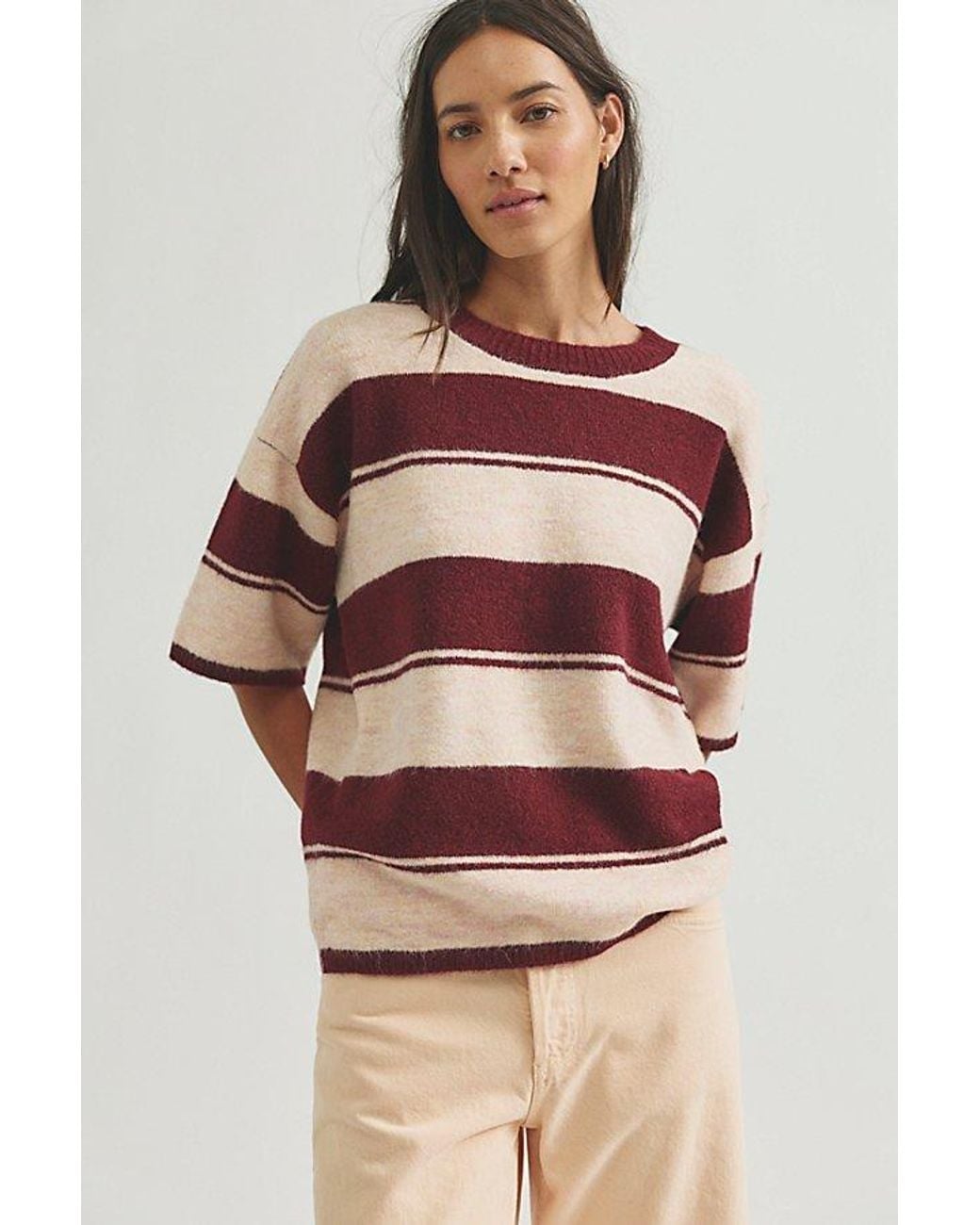 Free People Brown Margot Stripe Softspun Sweater Tee