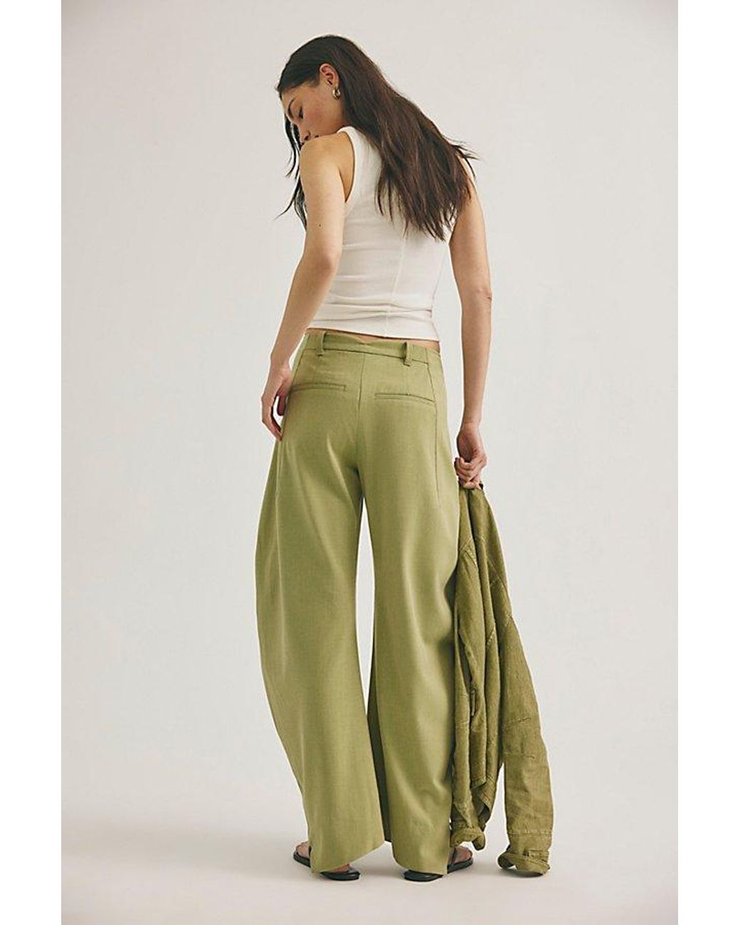 Free People Green Spotlight Menswear Barrel Trousers