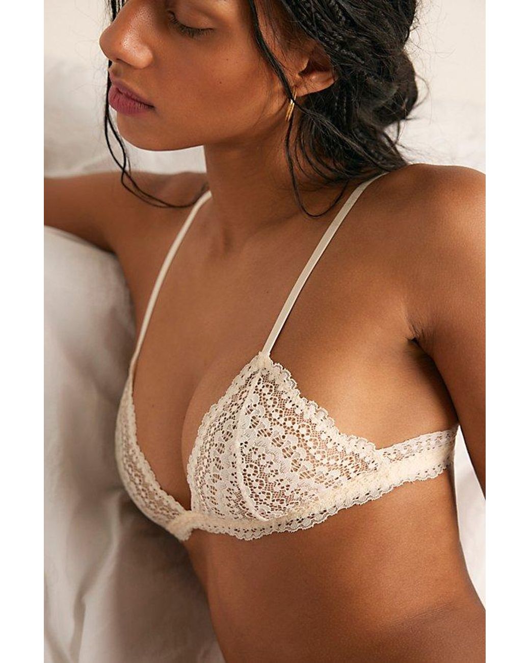 Intimately By Free People Brown This Or That Lace Plunge Triangle Bralette By