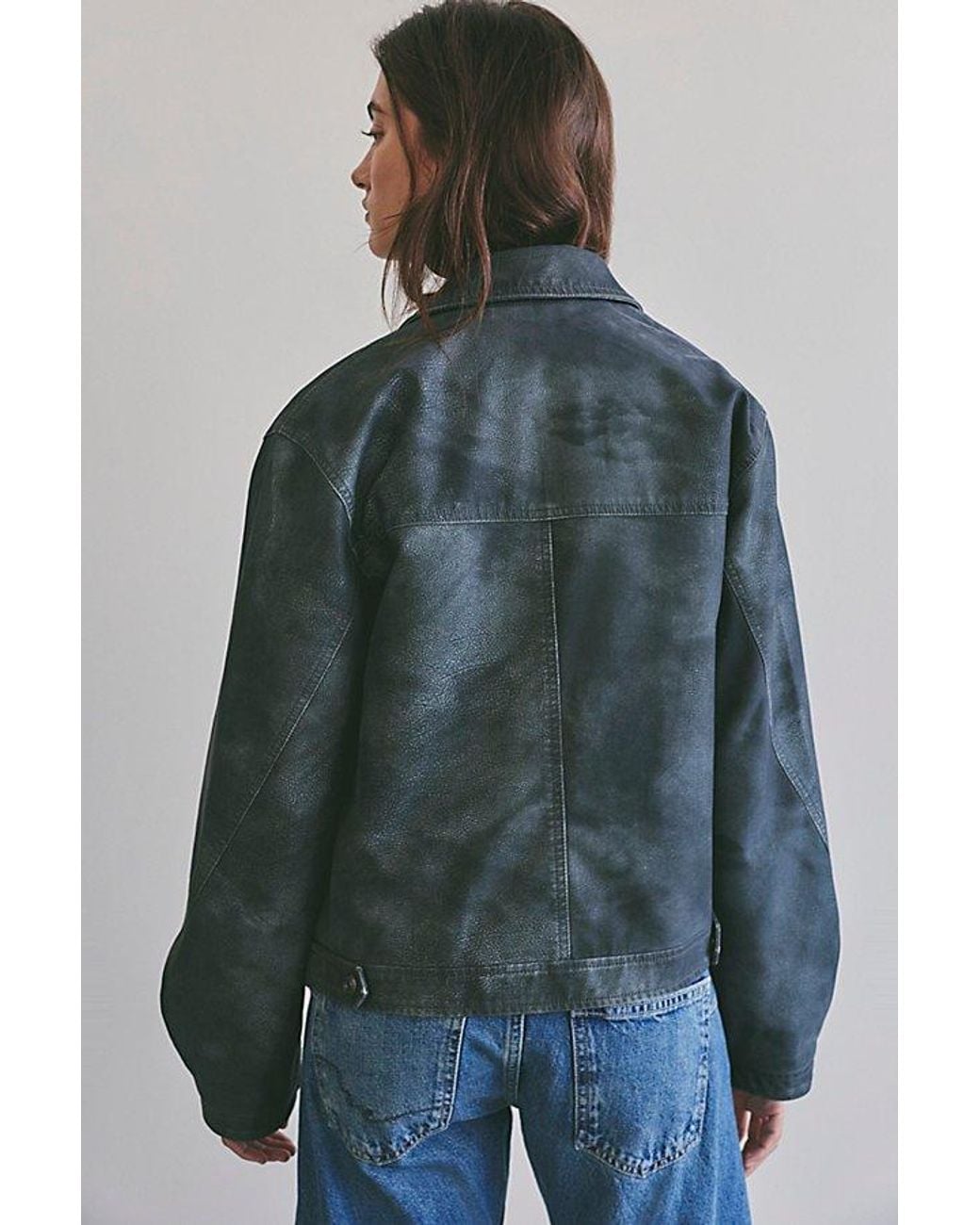 Free People Green Blair Vegan Leather Jacket