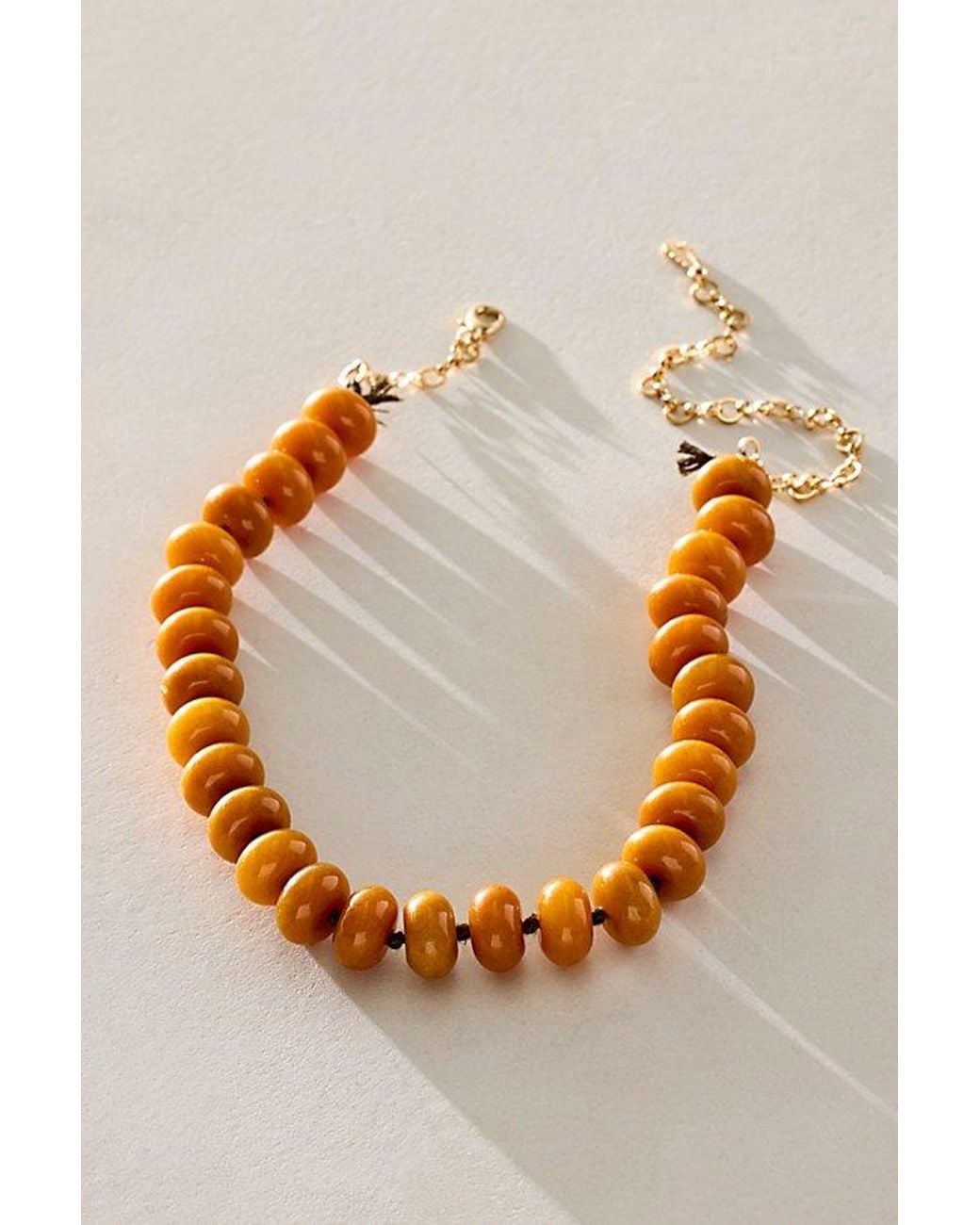 Free People Brown Sabina Semiprecious Beaded Stone Choker Necklace